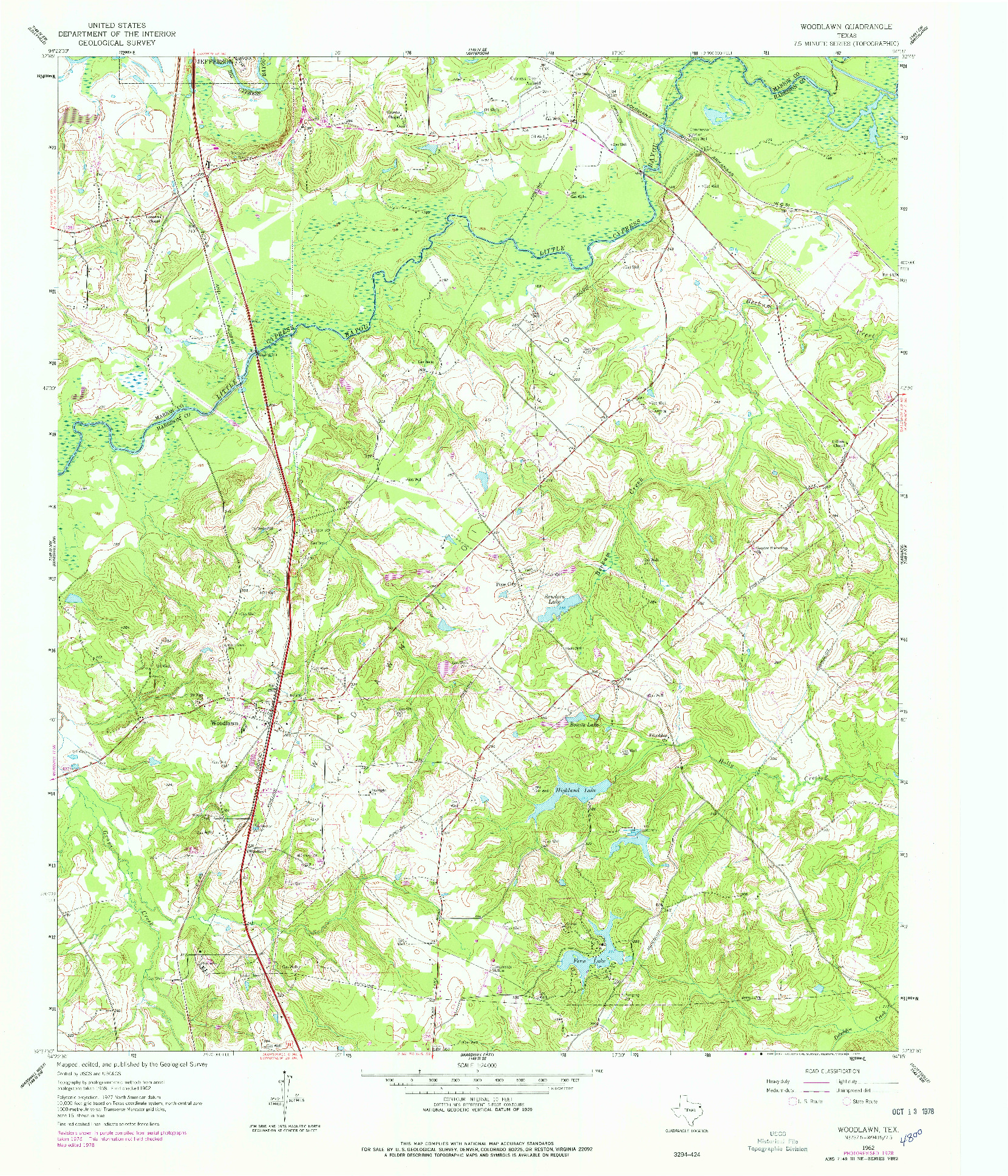 USGS 1:24000-SCALE QUADRANGLE FOR WOODLAWN, TX 1962
