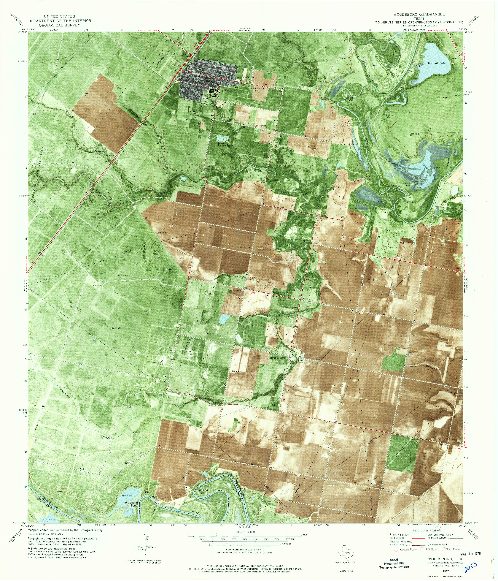 USGS 1:24000-SCALE QUADRANGLE FOR WOODSBORO, TX 1978