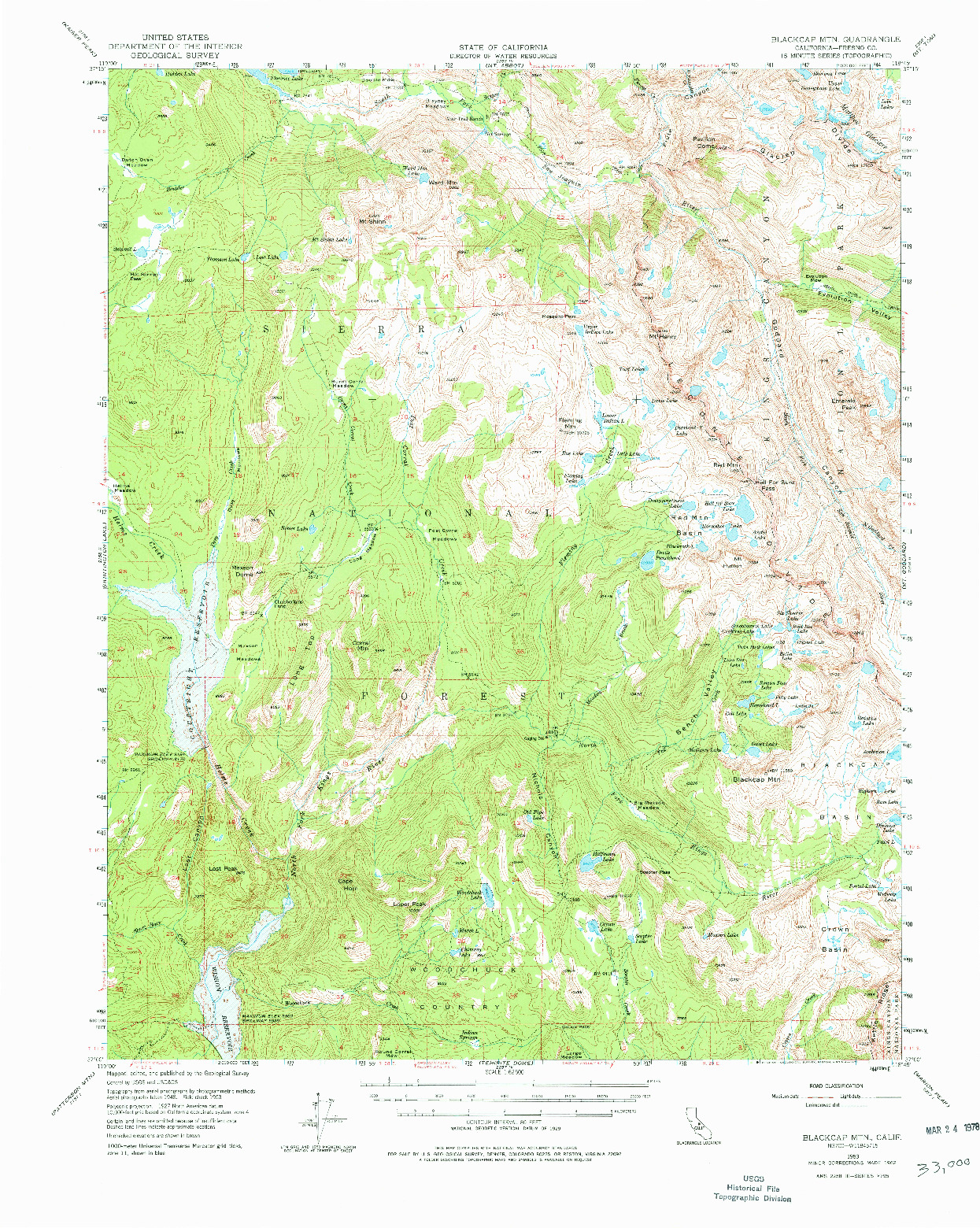 USGS 1:62500-SCALE QUADRANGLE FOR BLACKCAP MTN, CA 1962