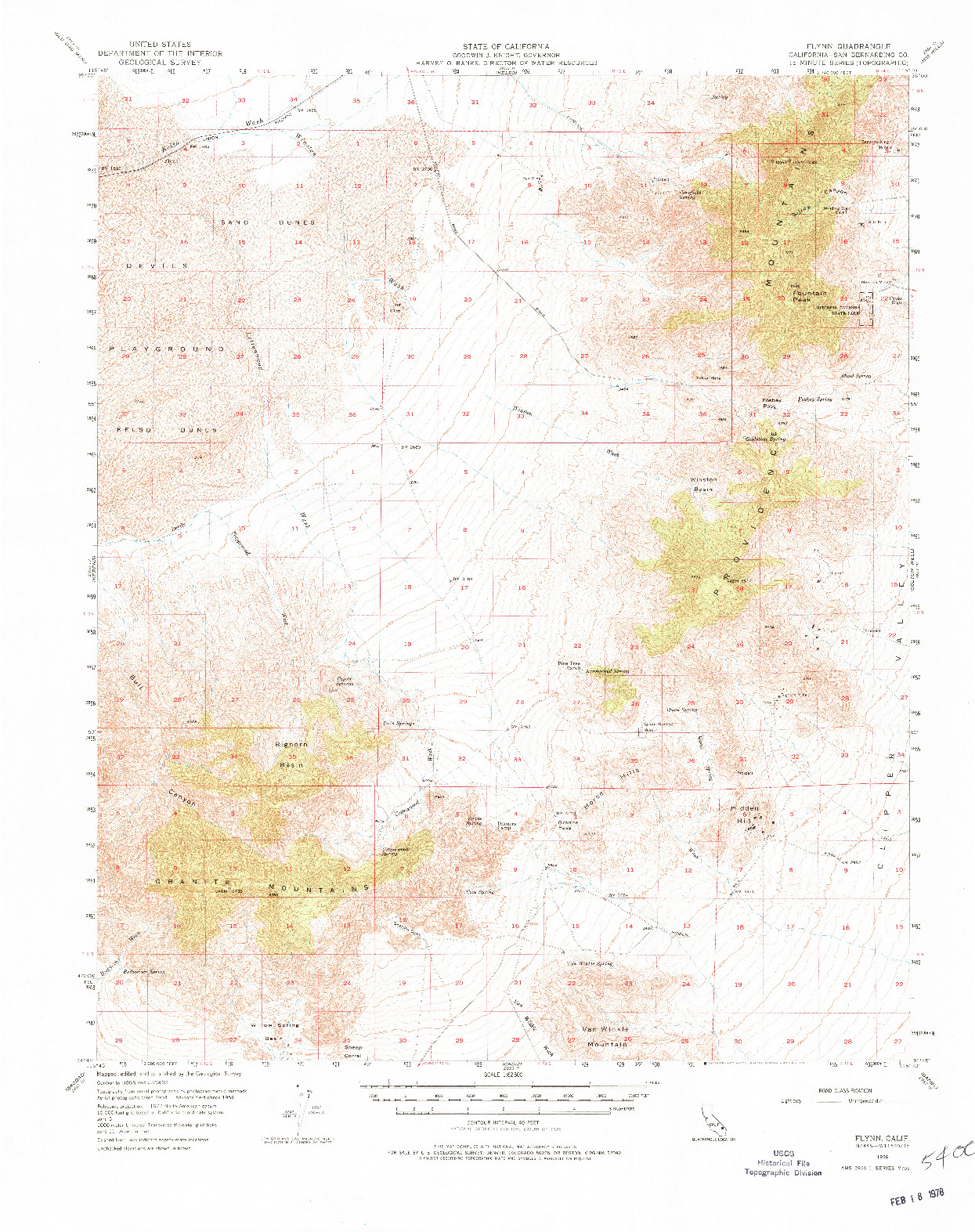 USGS 1:62500-SCALE QUADRANGLE FOR FLYNN, CA 1956