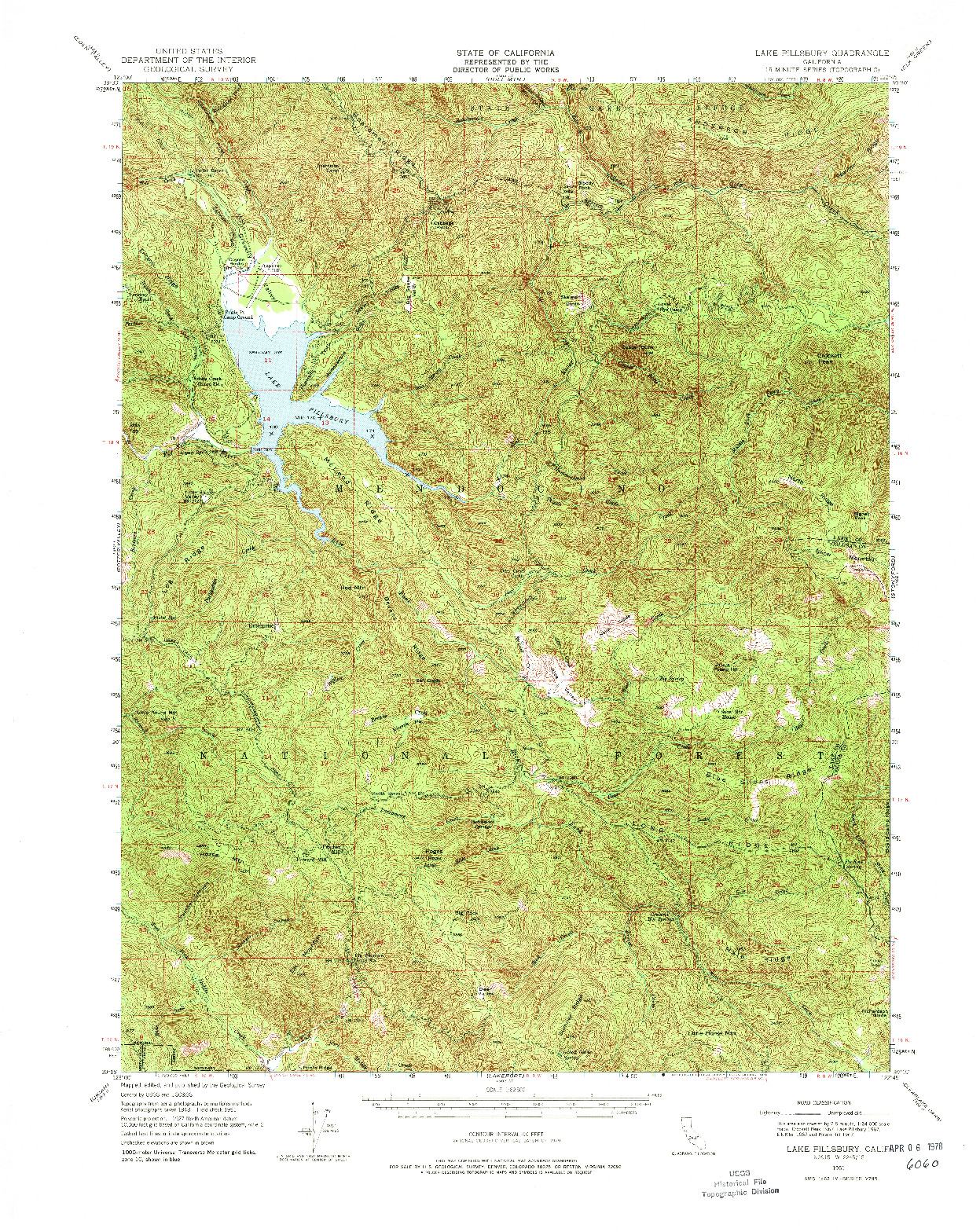 USGS 1:62500-SCALE QUADRANGLE FOR LAKE PILLSBURY, CA 1951