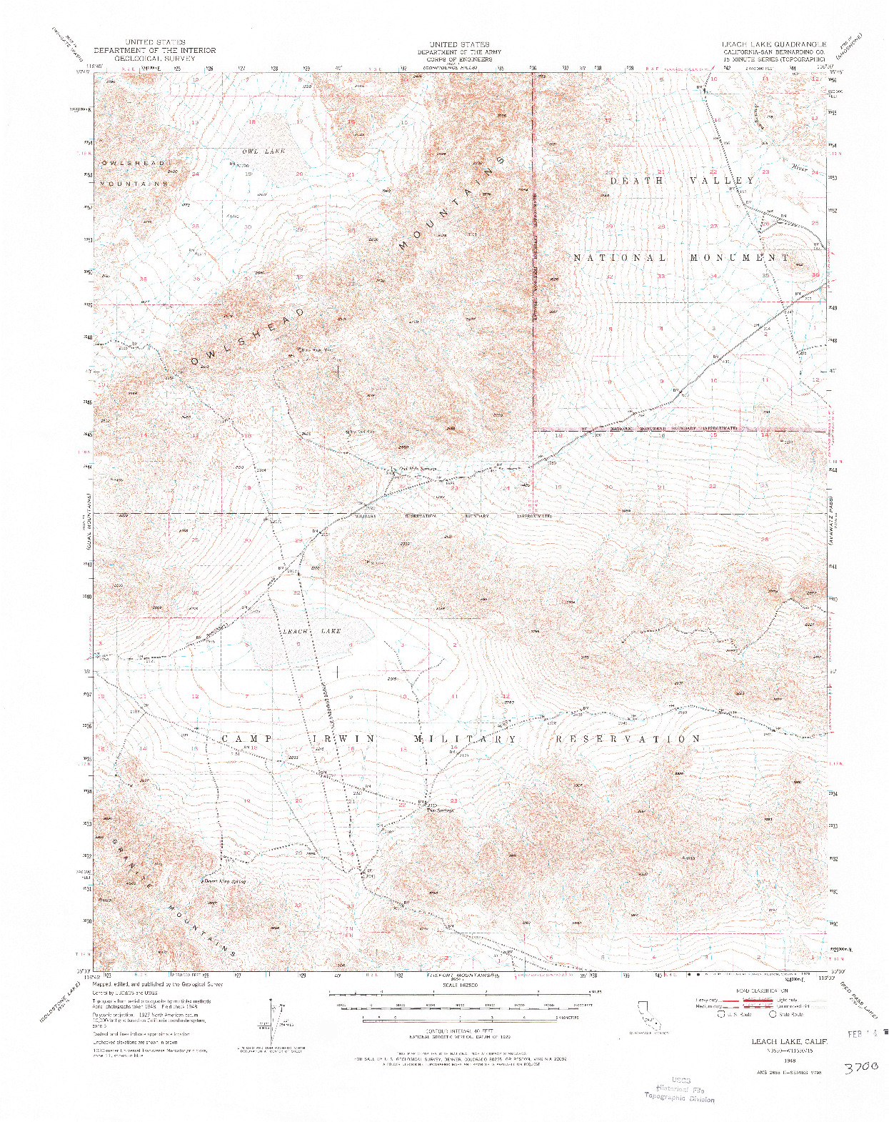 USGS 1:62500-SCALE QUADRANGLE FOR LEACH LAKE, CA 1948