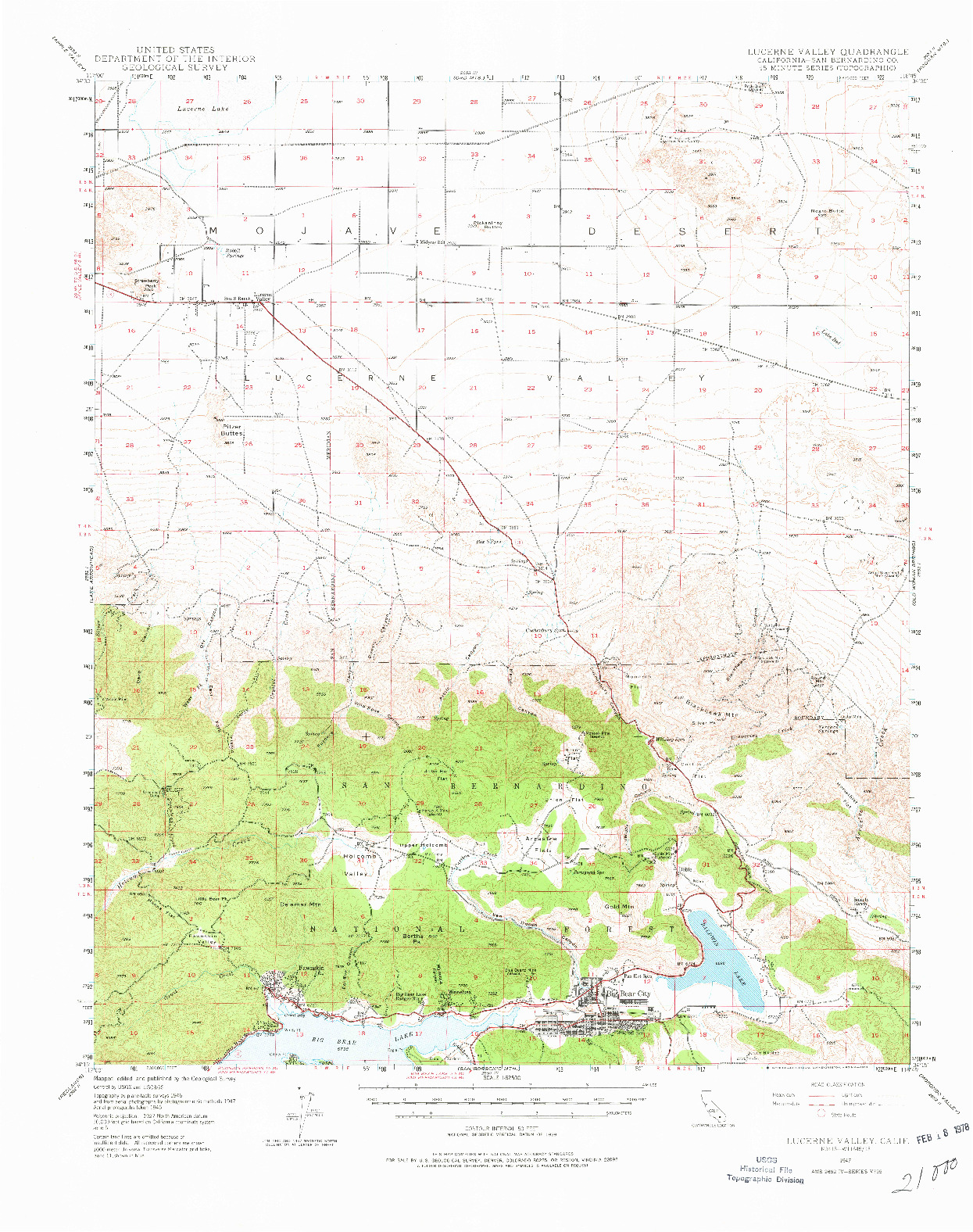 USGS 1:62500-SCALE QUADRANGLE FOR LUCERNE VALLEY, CA 1947