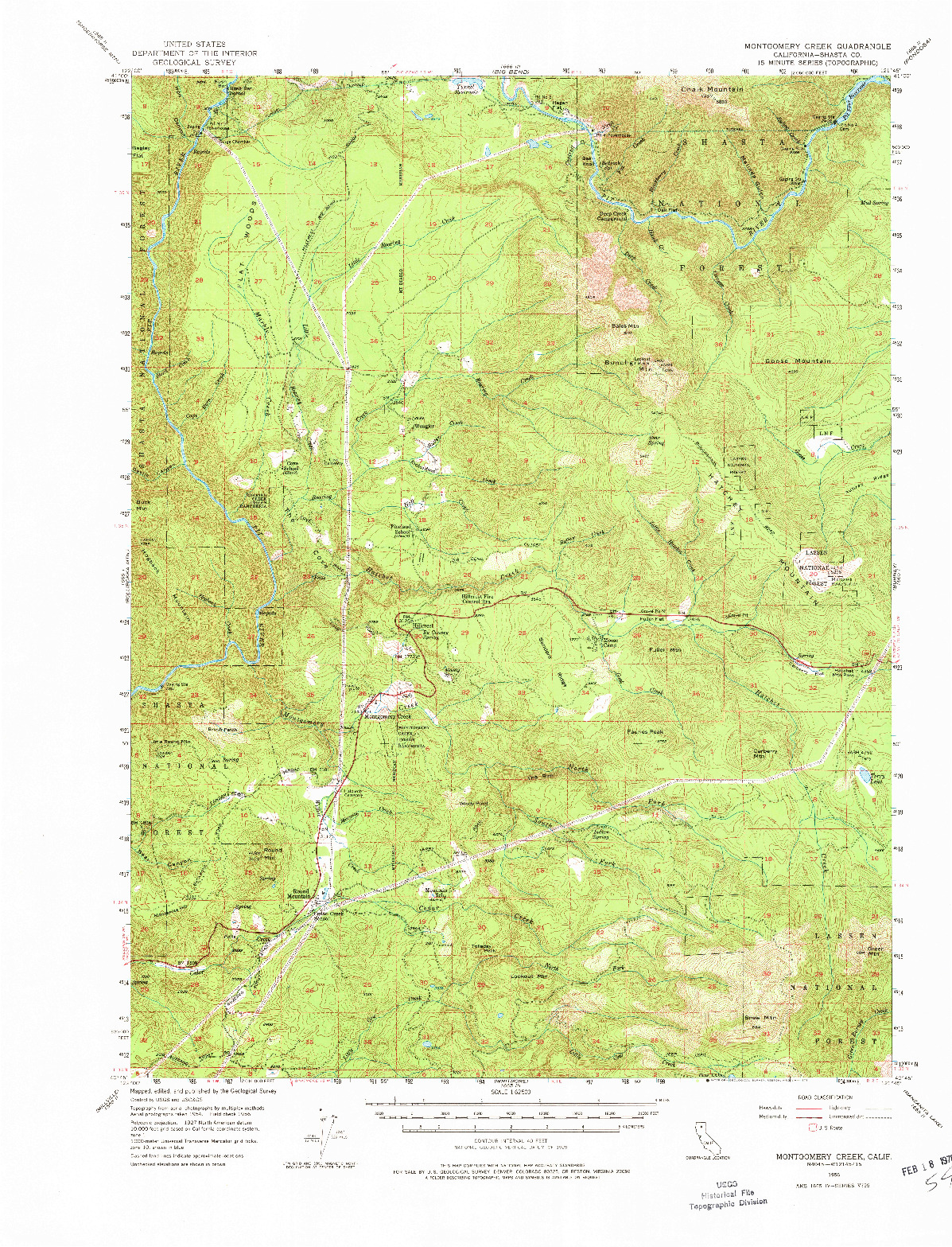 USGS 1:62500-SCALE QUADRANGLE FOR MONTGOMERY CREEK, CA 1956