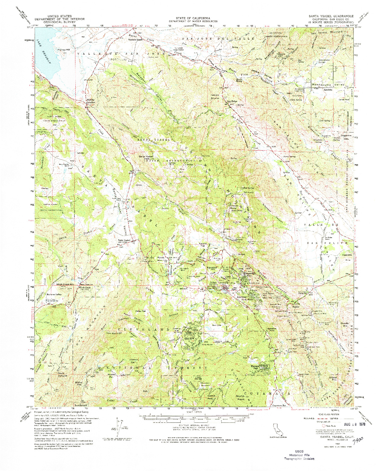 USGS 1:62500-SCALE QUADRANGLE FOR SANTA YSABEL, CA 1960