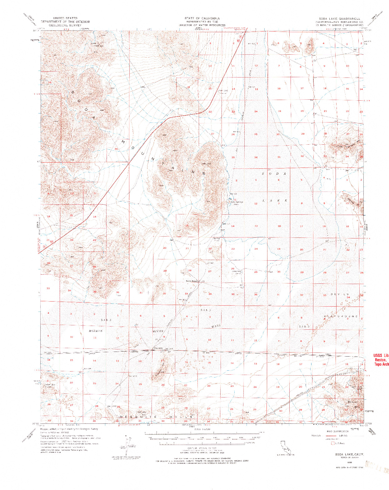 USGS 1:62500-SCALE QUADRANGLE FOR SODA LAKE, CA 1956