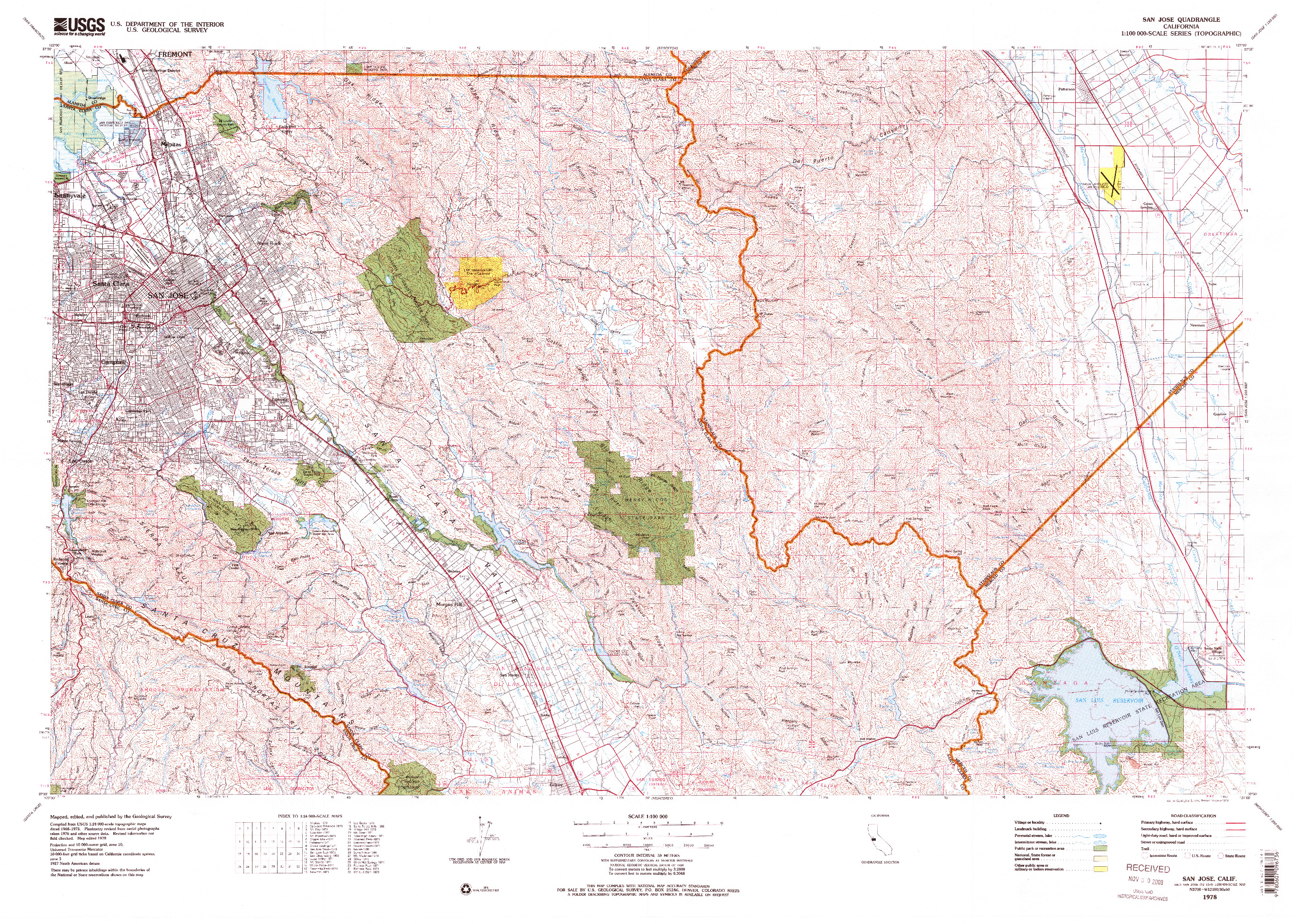 USGS 1:100000-SCALE QUADRANGLE FOR SAN JOSE, CA 1978