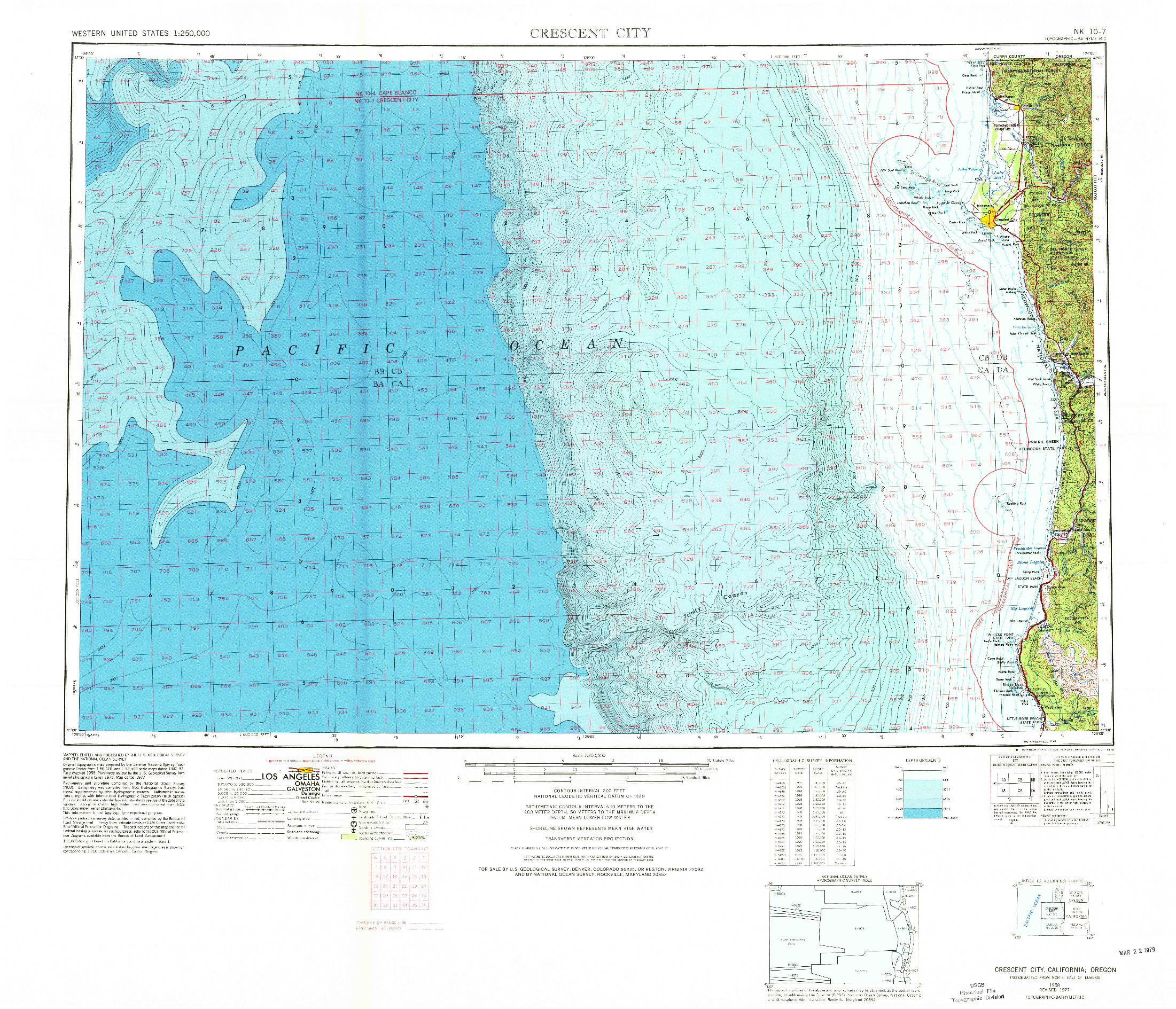 USGS 1:250000-SCALE QUADRANGLE FOR CRESCENT CITY, CA 1958