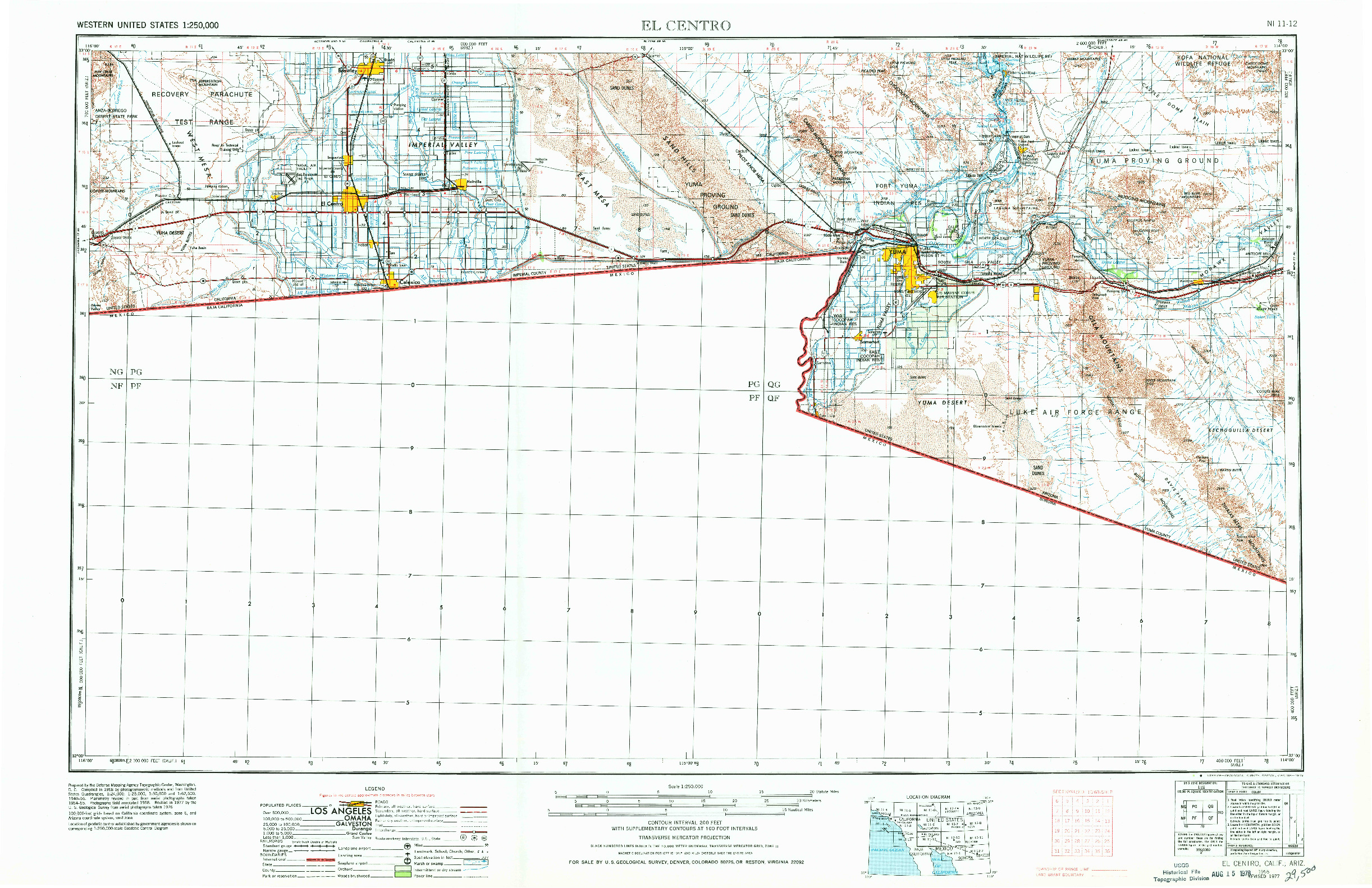 USGS 1:250000-SCALE QUADRANGLE FOR EL CENTRO, CA 1958