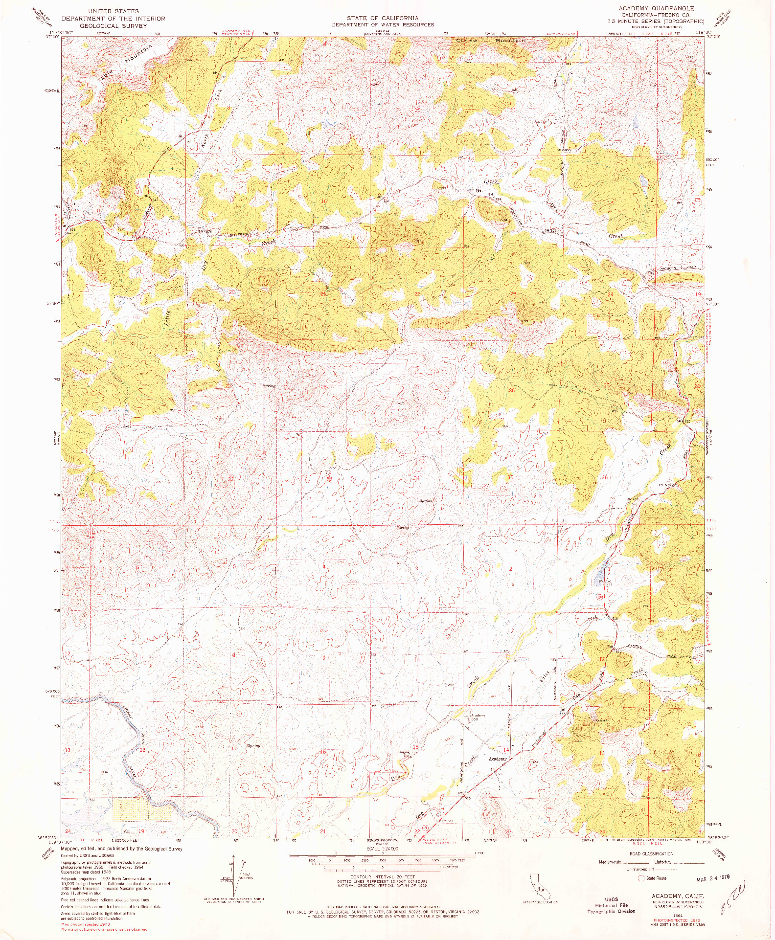 USGS 1:24000-SCALE QUADRANGLE FOR ACADEMY, CA 1964