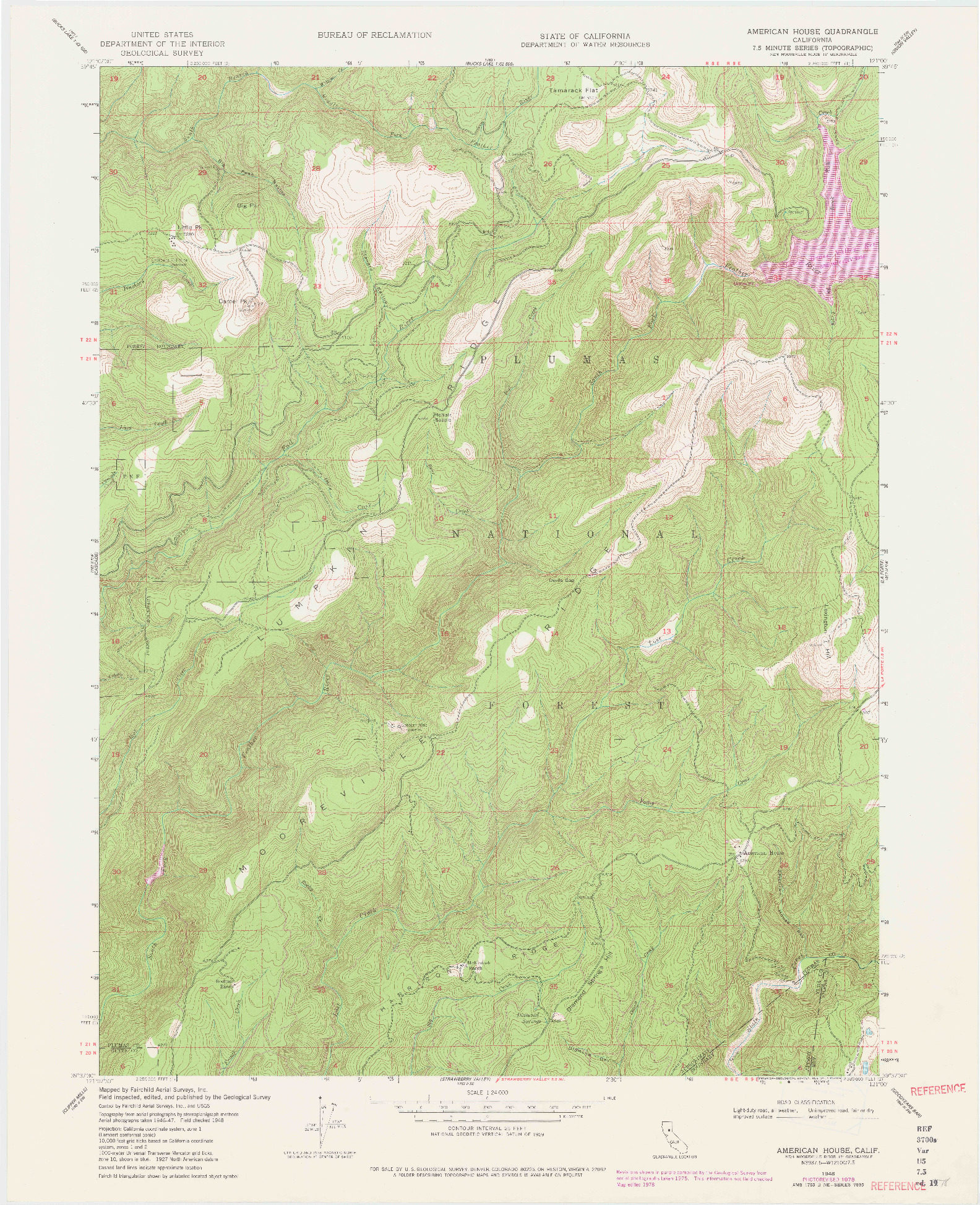 USGS 1:24000-SCALE QUADRANGLE FOR AMERICAN HOUSE, CA 1948