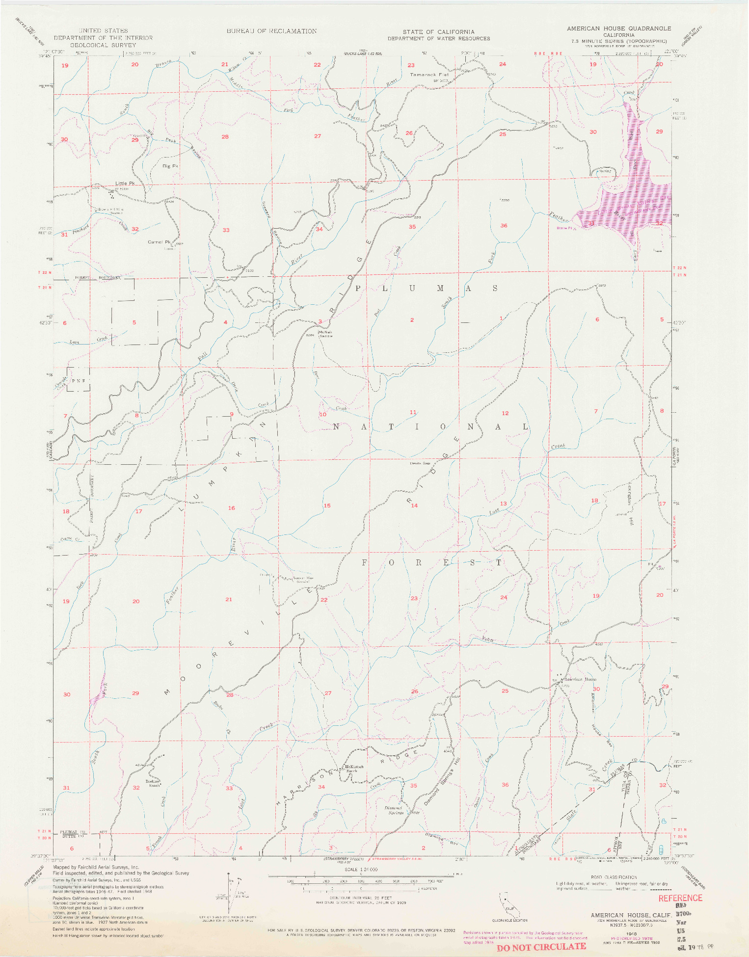 USGS 1:24000-SCALE QUADRANGLE FOR AMERICAN HOUSE, CA 1948