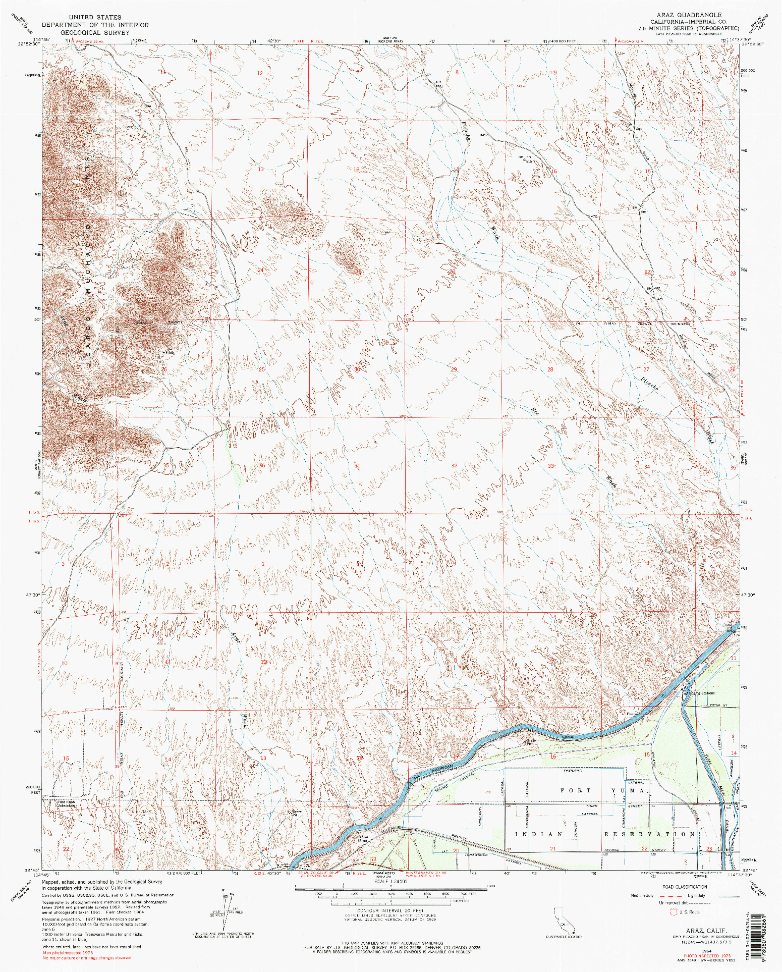 USGS 1:24000-SCALE QUADRANGLE FOR ARAZ, CA 1964