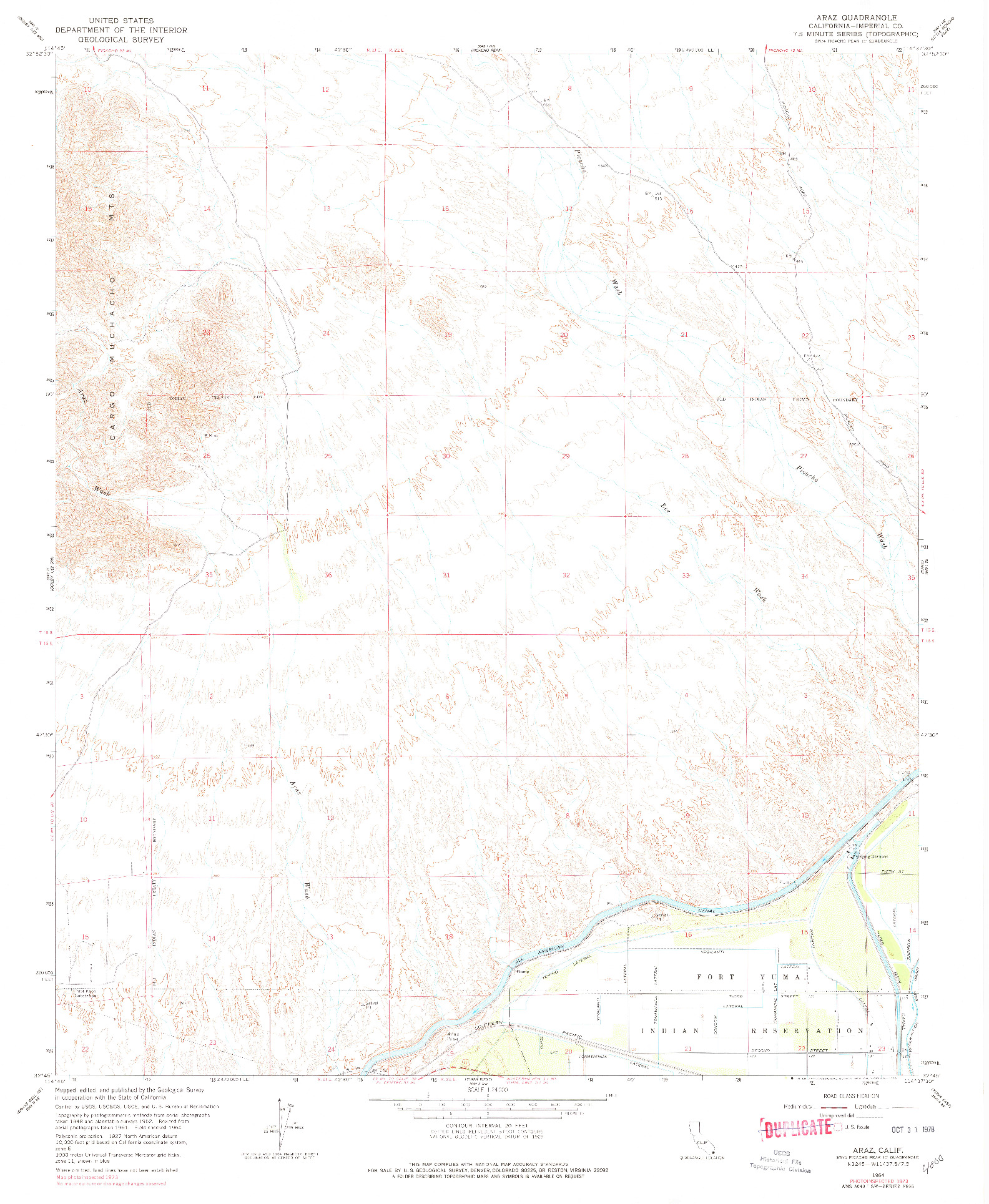 USGS 1:24000-SCALE QUADRANGLE FOR ARAZ, CA 1964