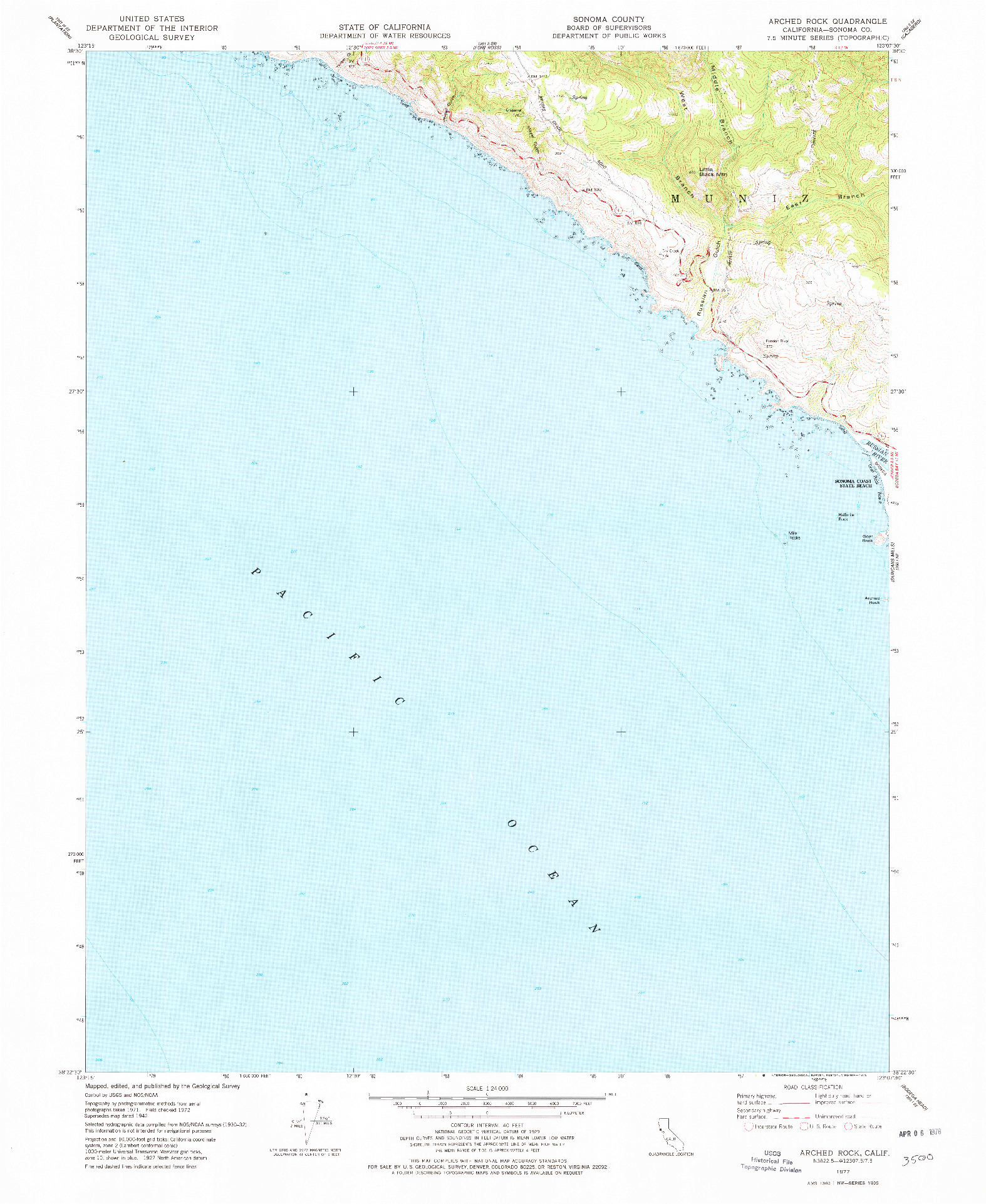 USGS 1:24000-SCALE QUADRANGLE FOR ARCHED ROCK, CA 1977