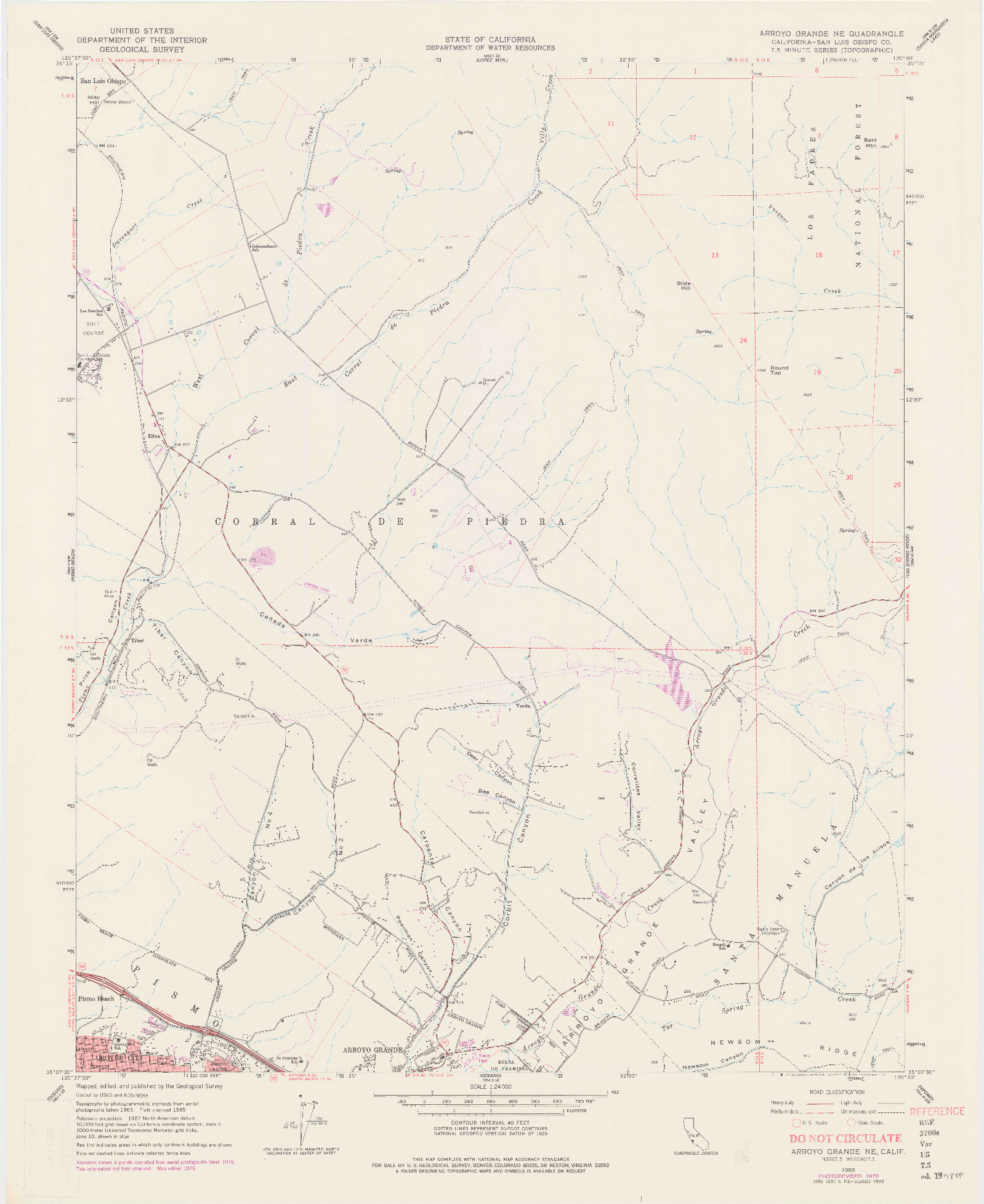 USGS 1:24000-SCALE QUADRANGLE FOR ARROYO GRANDE NE, CA 1965