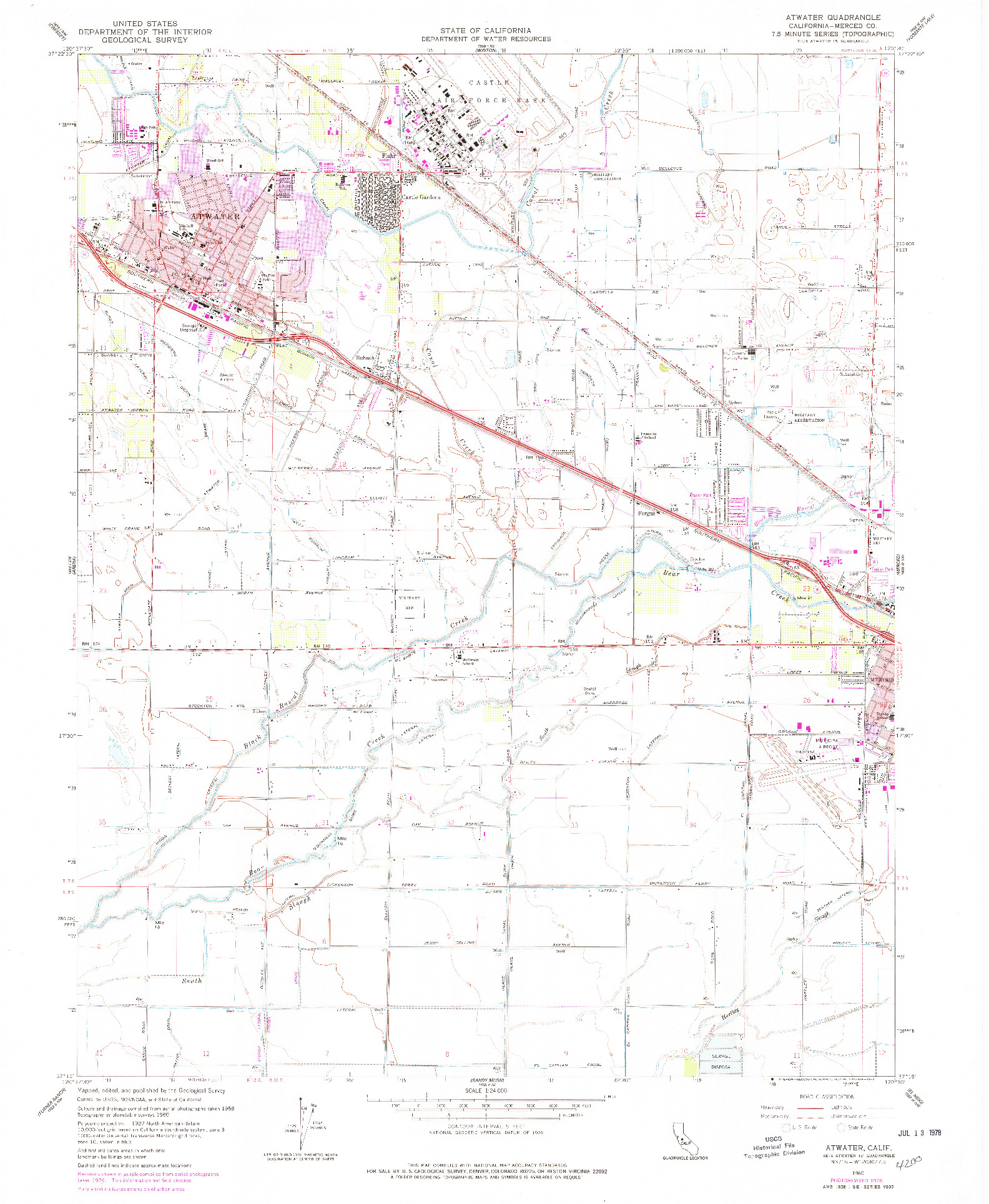 USGS 1:24000-SCALE QUADRANGLE FOR ATWATER, CA 1960
