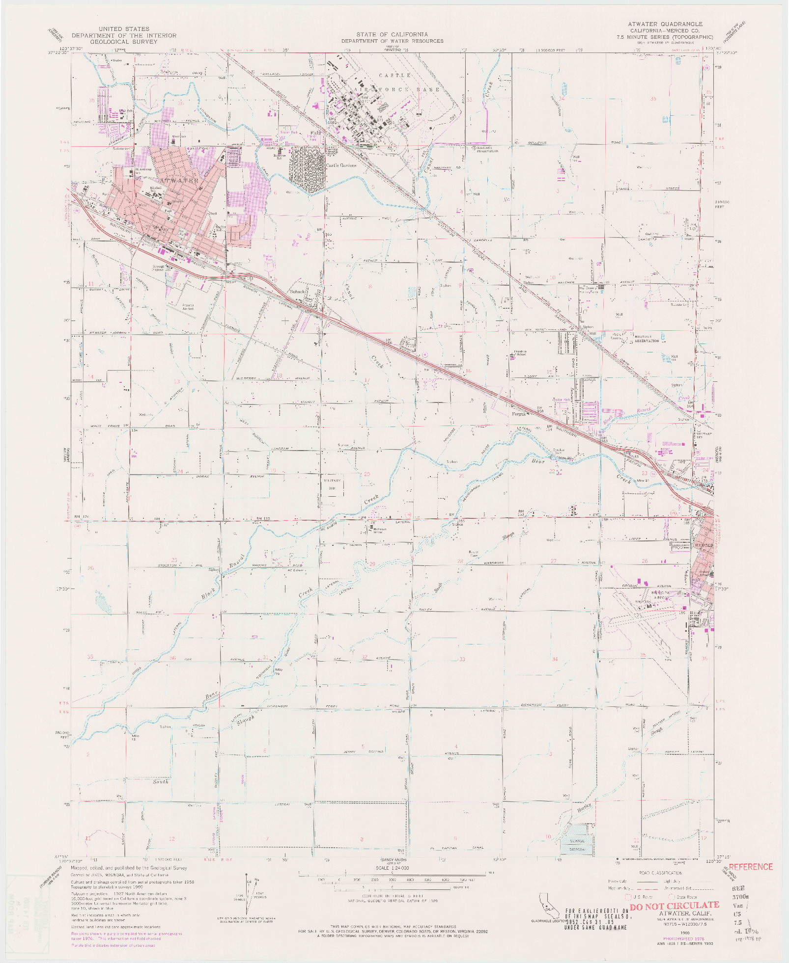 USGS 1:24000-SCALE QUADRANGLE FOR ATWATER, CA 1960