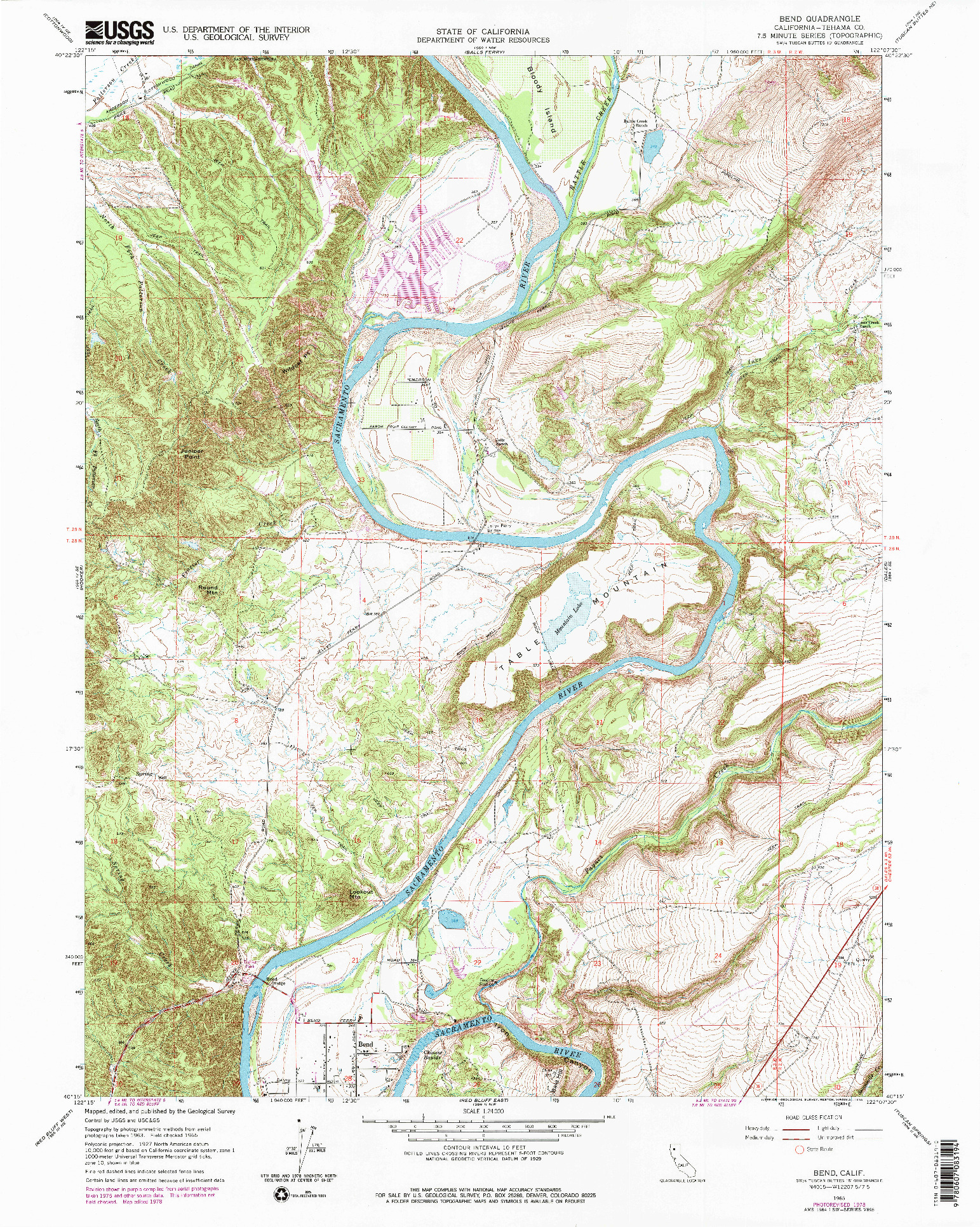 USGS 1:24000-SCALE QUADRANGLE FOR BEND, CA 1965