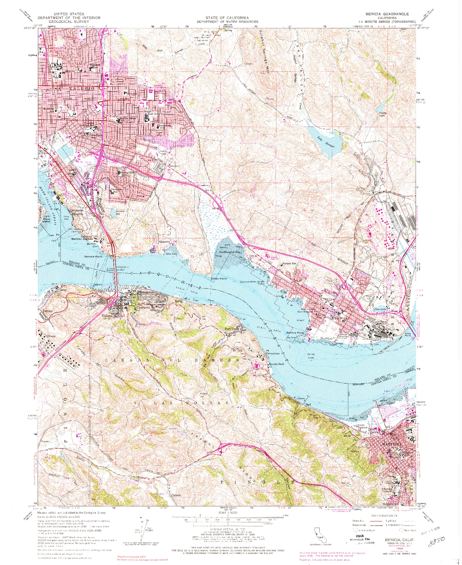 USGS 1:24000-SCALE QUADRANGLE FOR BENICIA, CA 1959