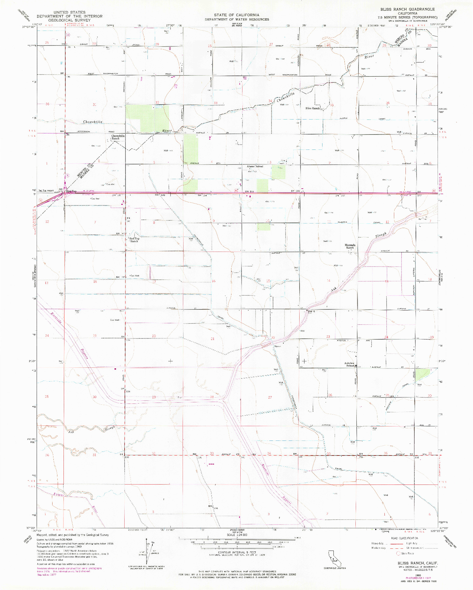 USGS 1:24000-SCALE QUADRANGLE FOR BLISS RANCH, CA 1960