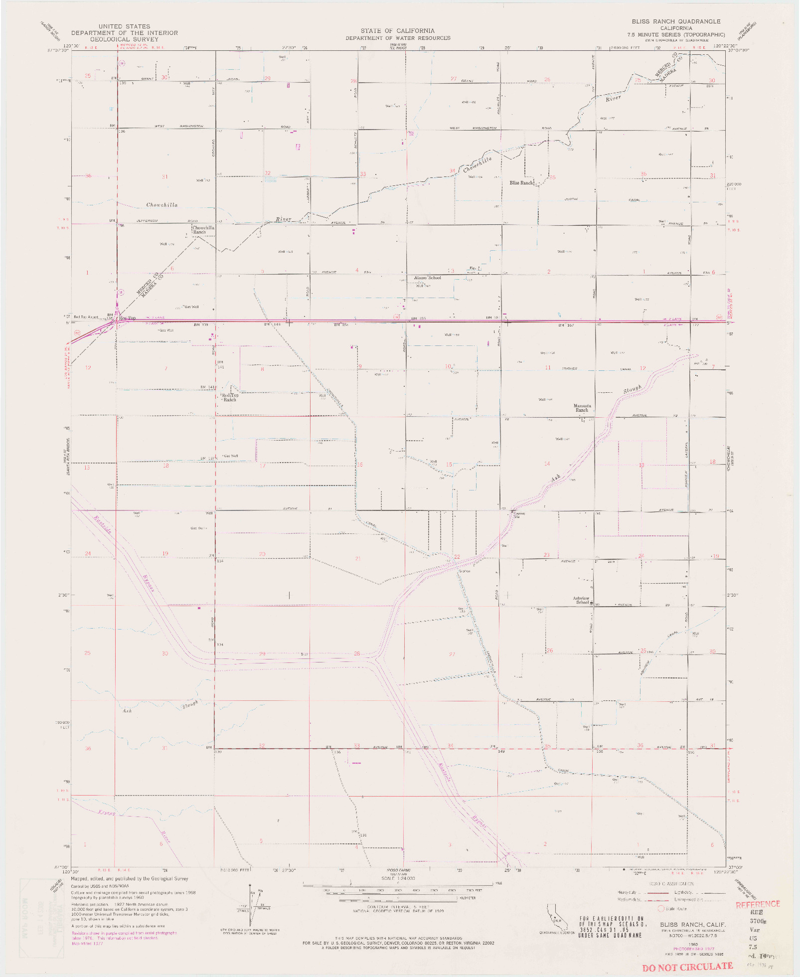 USGS 1:24000-SCALE QUADRANGLE FOR BLISS RANCH, CA 1960