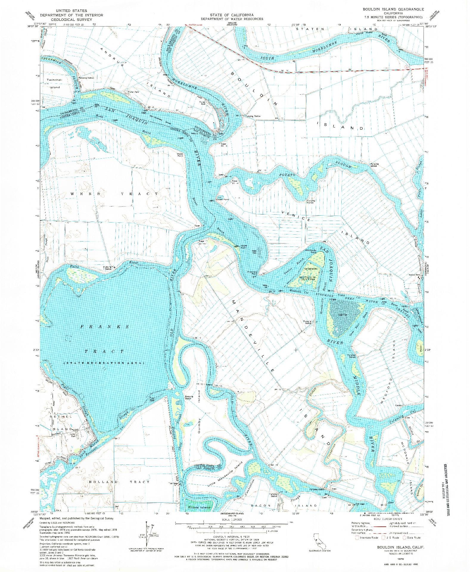 USGS 1:24000-SCALE QUADRANGLE FOR BOULDIN ISLAND, CA 1978