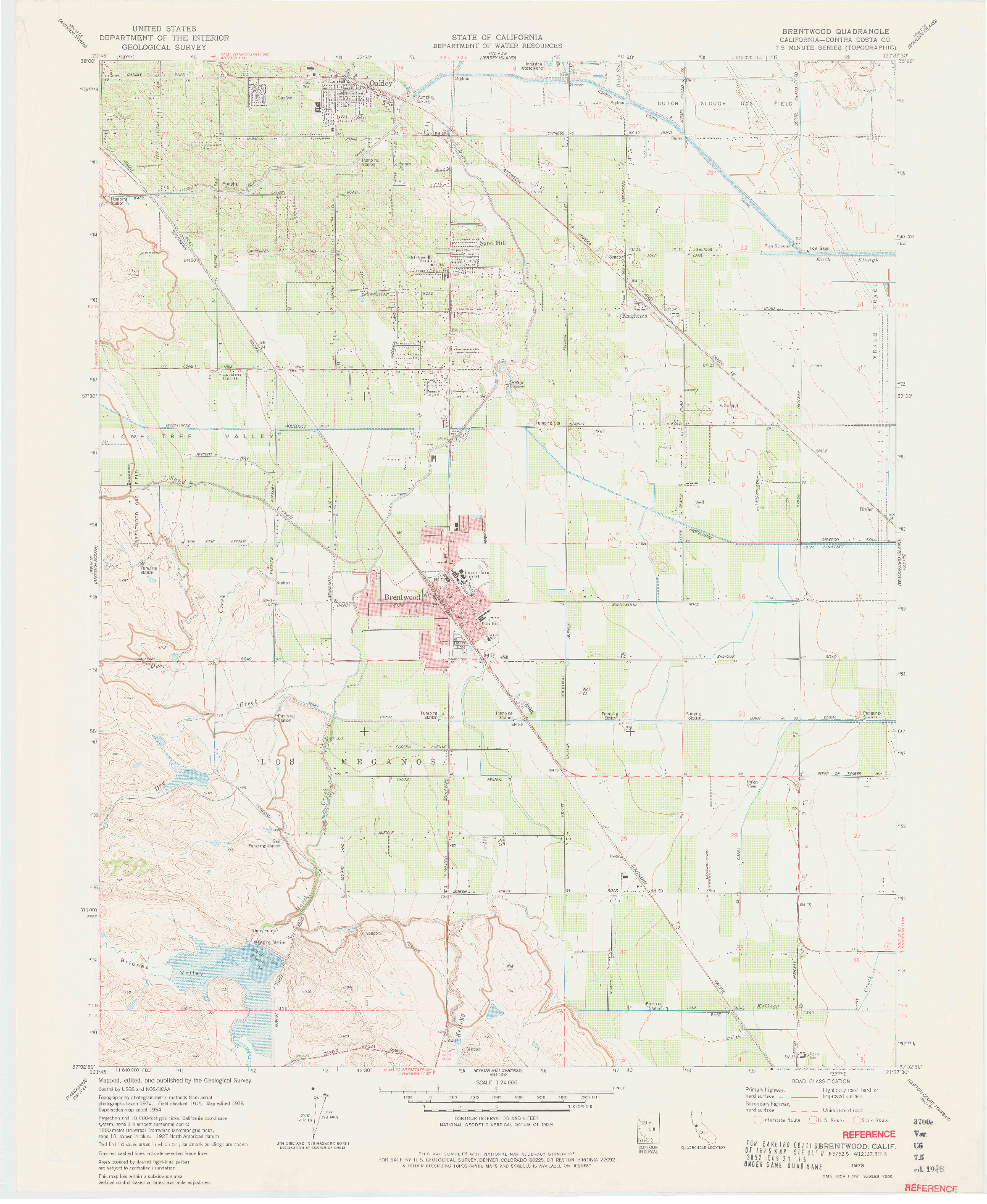 USGS 1:24000-SCALE QUADRANGLE FOR BRENTWOOD, CA 1978