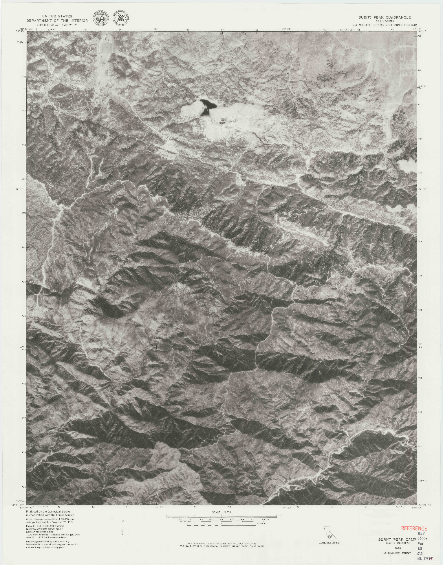 USGS 1:24000-SCALE QUADRANGLE FOR BURNT PEAK, CA 1978