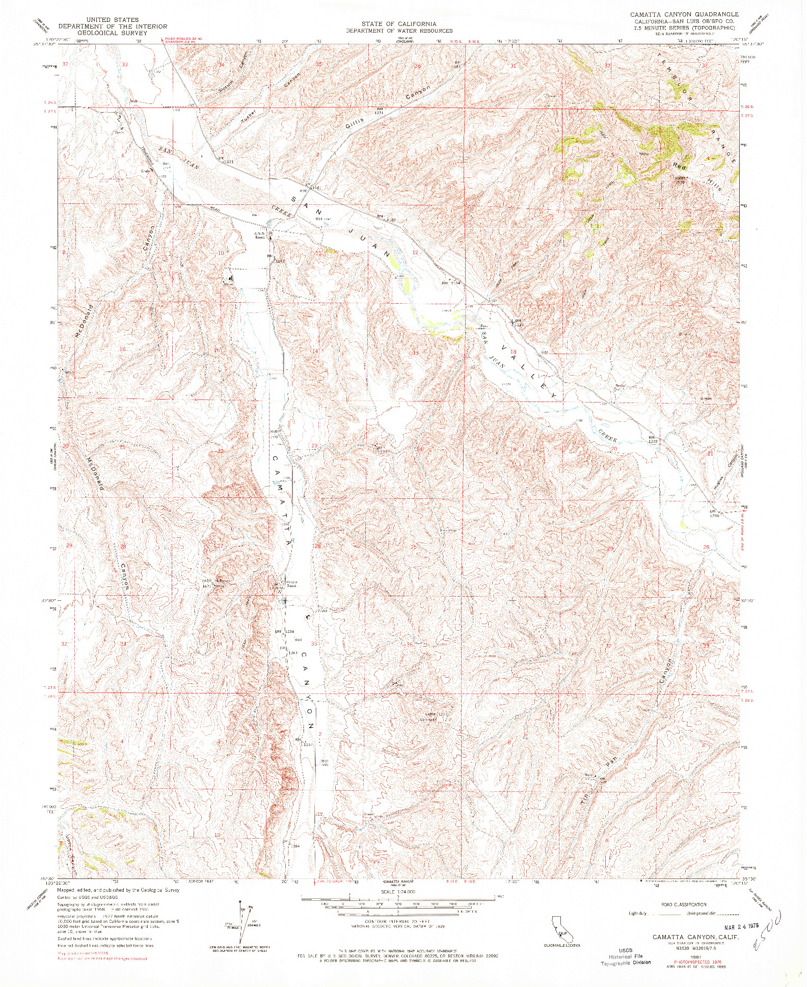 USGS 1:24000-SCALE QUADRANGLE FOR CAMATTA CANYON, CA 1961