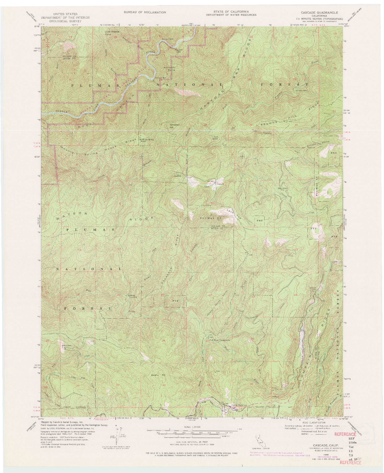 USGS 1:24000-SCALE QUADRANGLE FOR CASCADE, CA 1948