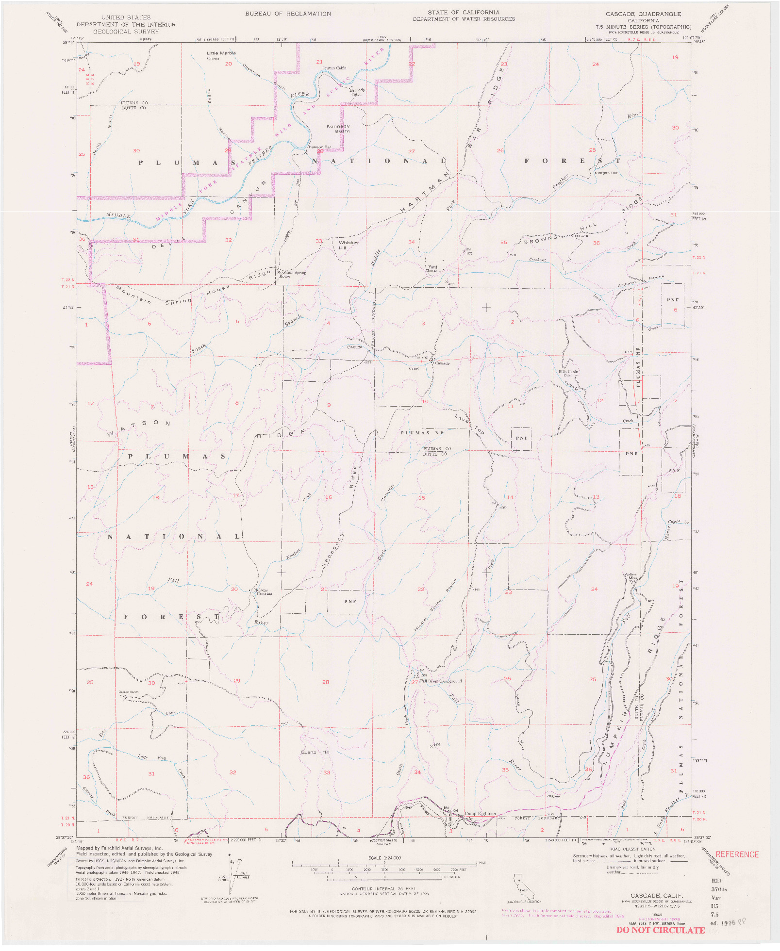 USGS 1:24000-SCALE QUADRANGLE FOR CASCADE, CA 1948