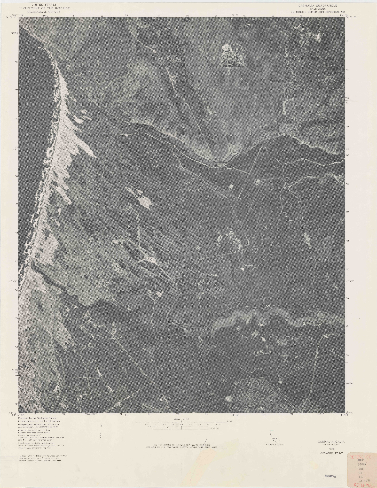 USGS 1:24000-SCALE QUADRANGLE FOR CASMALIA, CA 1978