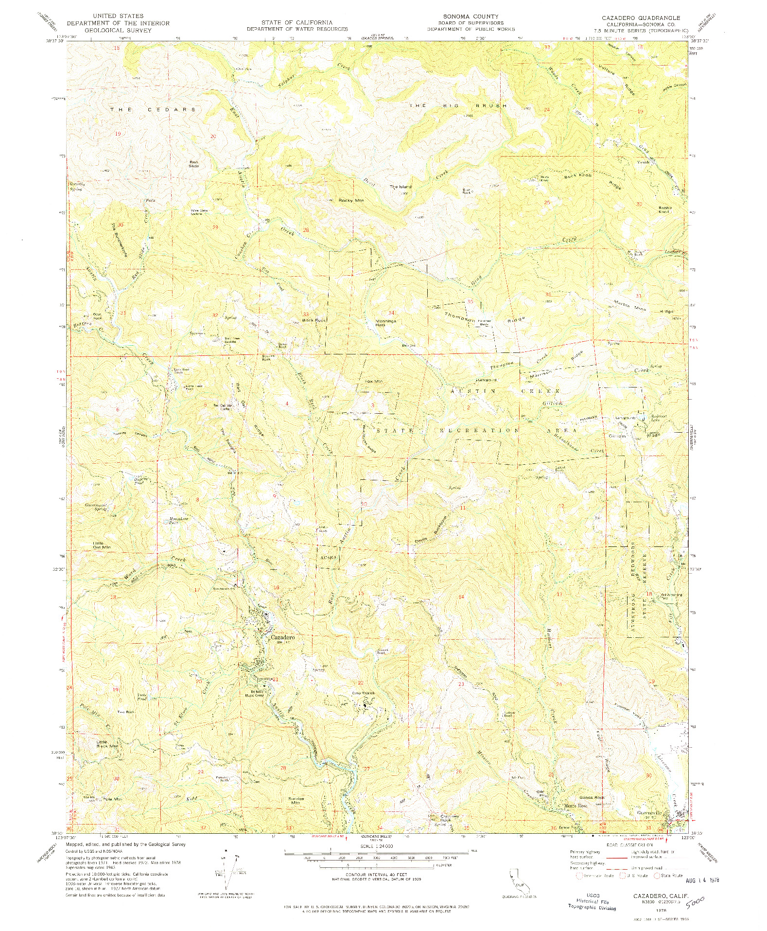 USGS 1:24000-SCALE QUADRANGLE FOR CAZADERO, CA 1978