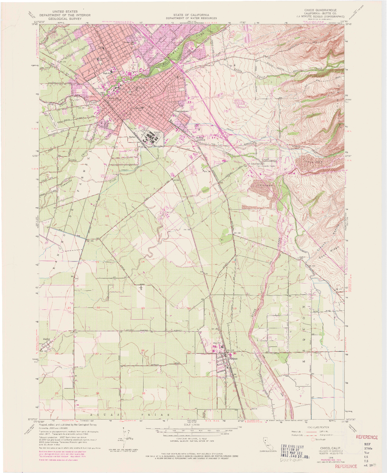 USGS 1:24000-SCALE QUADRANGLE FOR CHICO, CA 1948