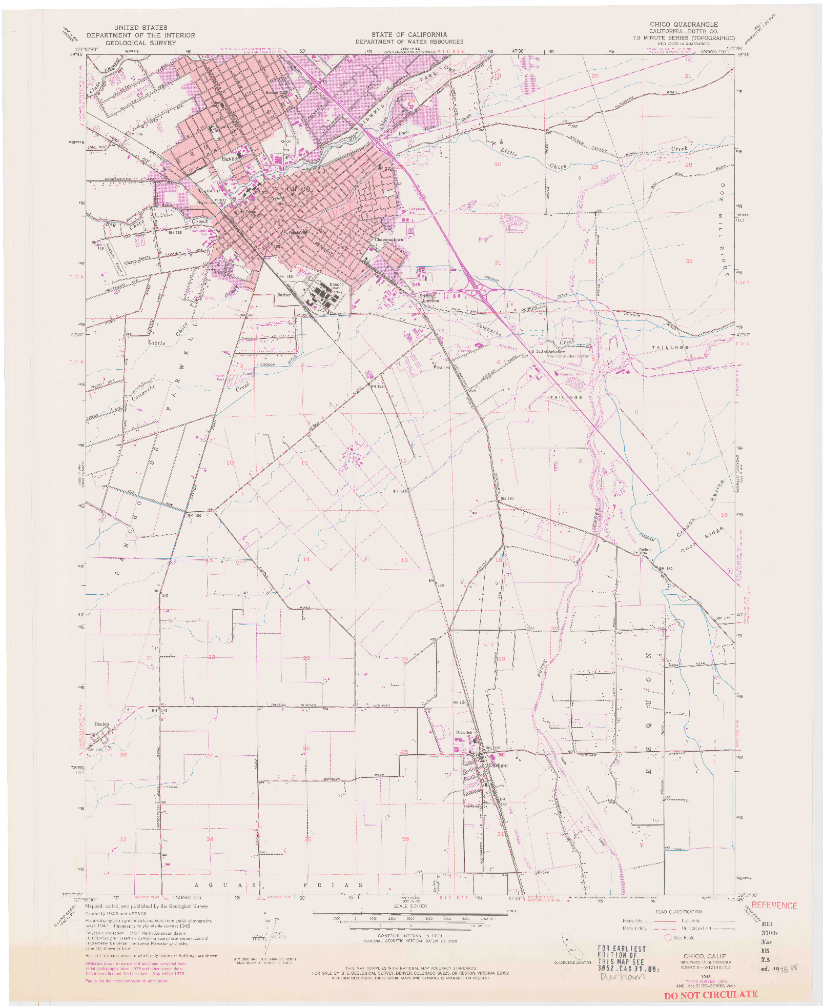 USGS 1:24000-SCALE QUADRANGLE FOR CHICO, CA 1948