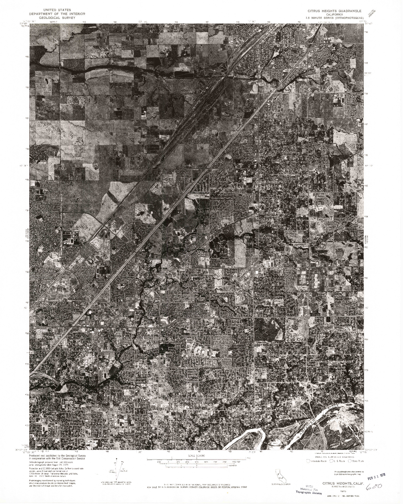 USGS 1:24000-SCALE QUADRANGLE FOR CITRUS HEIGHTS, CA 1975