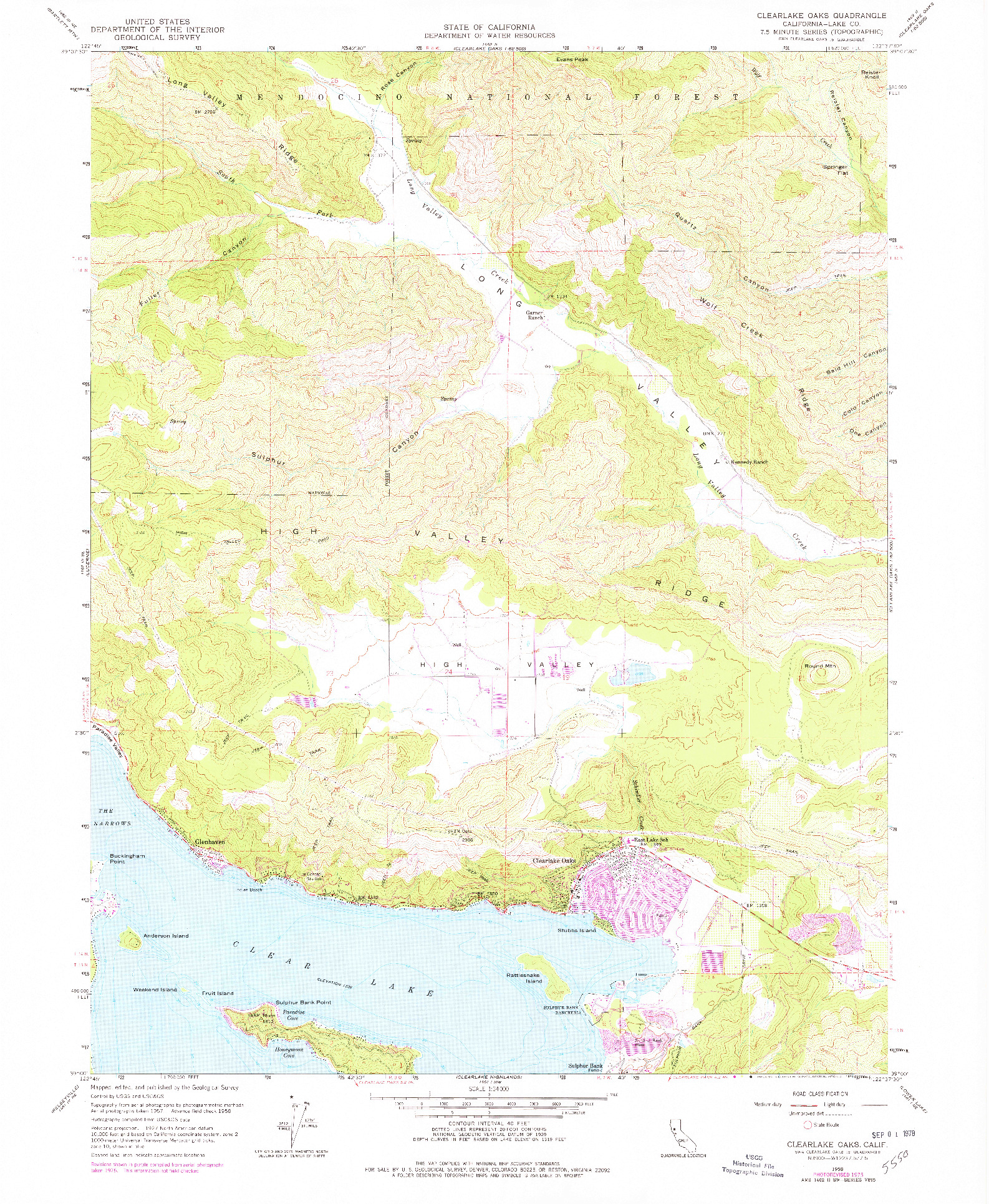 USGS 1:24000-SCALE QUADRANGLE FOR CLEARLAKE OAKS, CA 1958