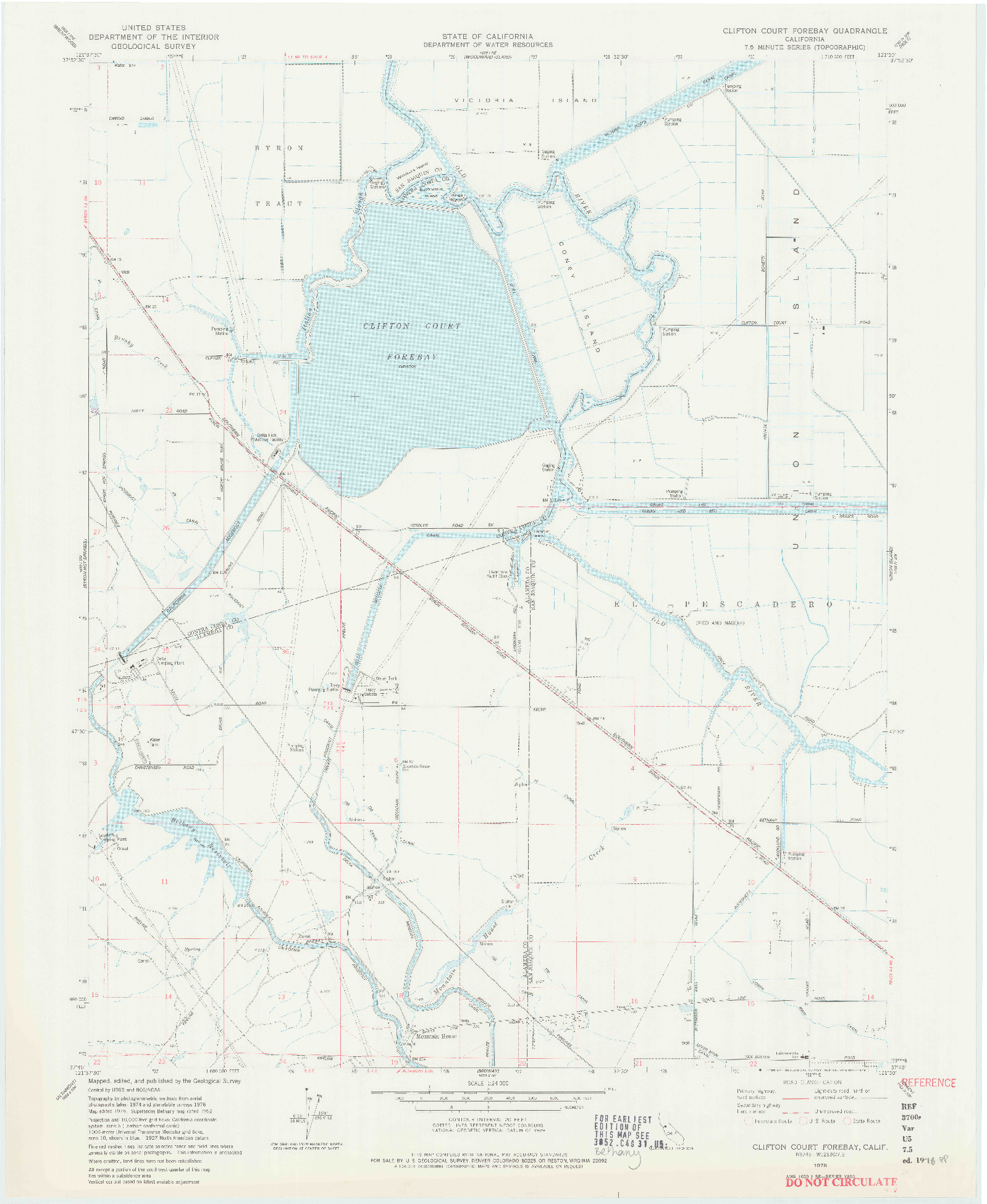 USGS 1:24000-SCALE QUADRANGLE FOR CLIFTON COURT FOREBAY, CA 1978