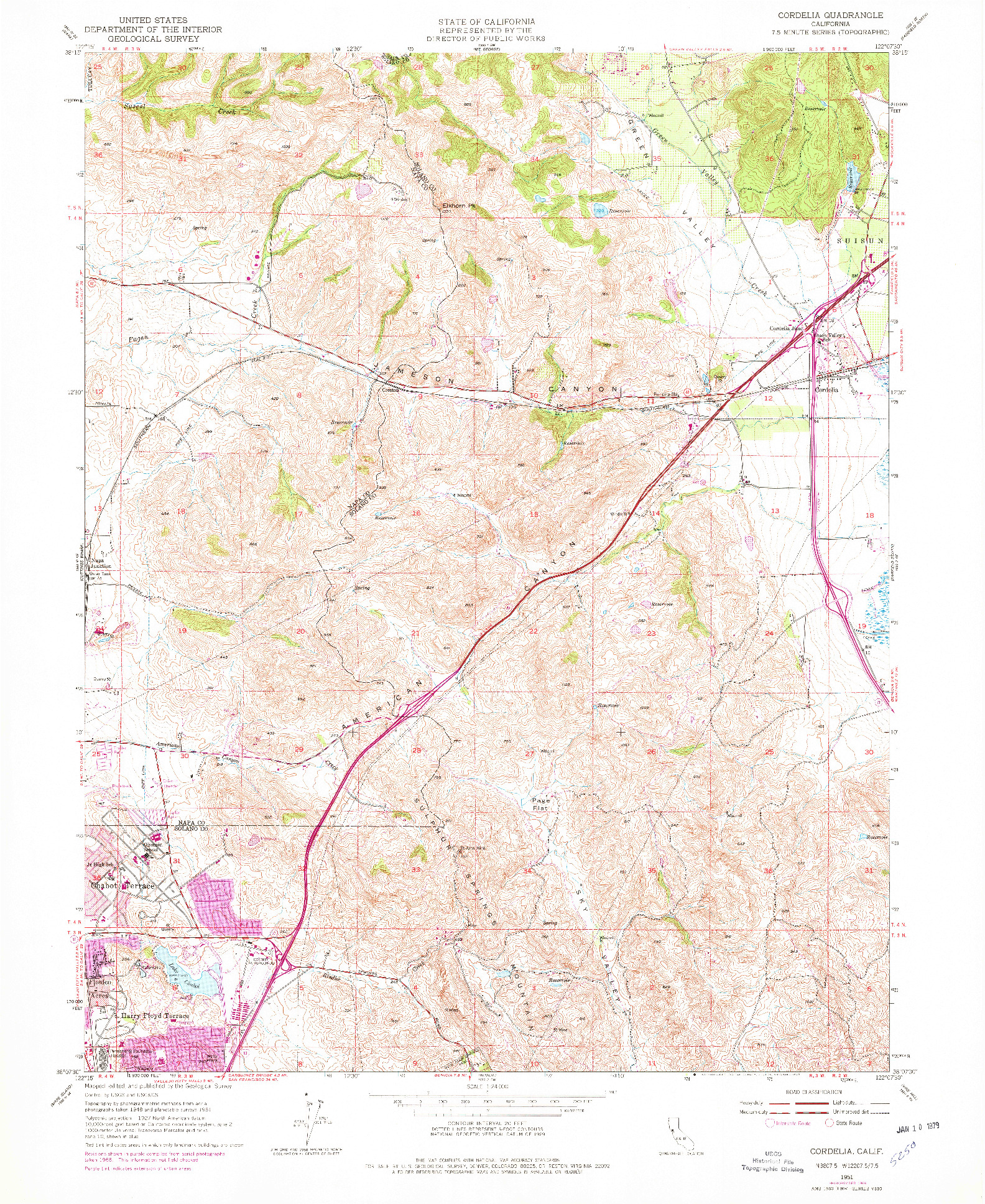 USGS 1:24000-SCALE QUADRANGLE FOR CORDELIA, CA 1951