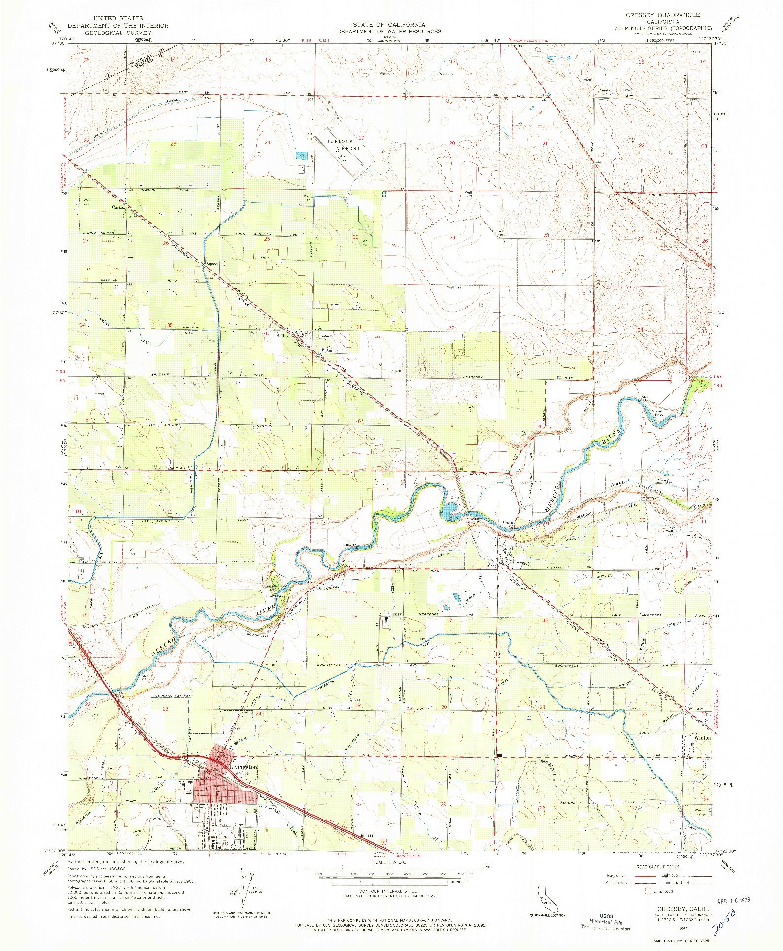 USGS 1:24000-SCALE QUADRANGLE FOR CRESSEY, CA 1961