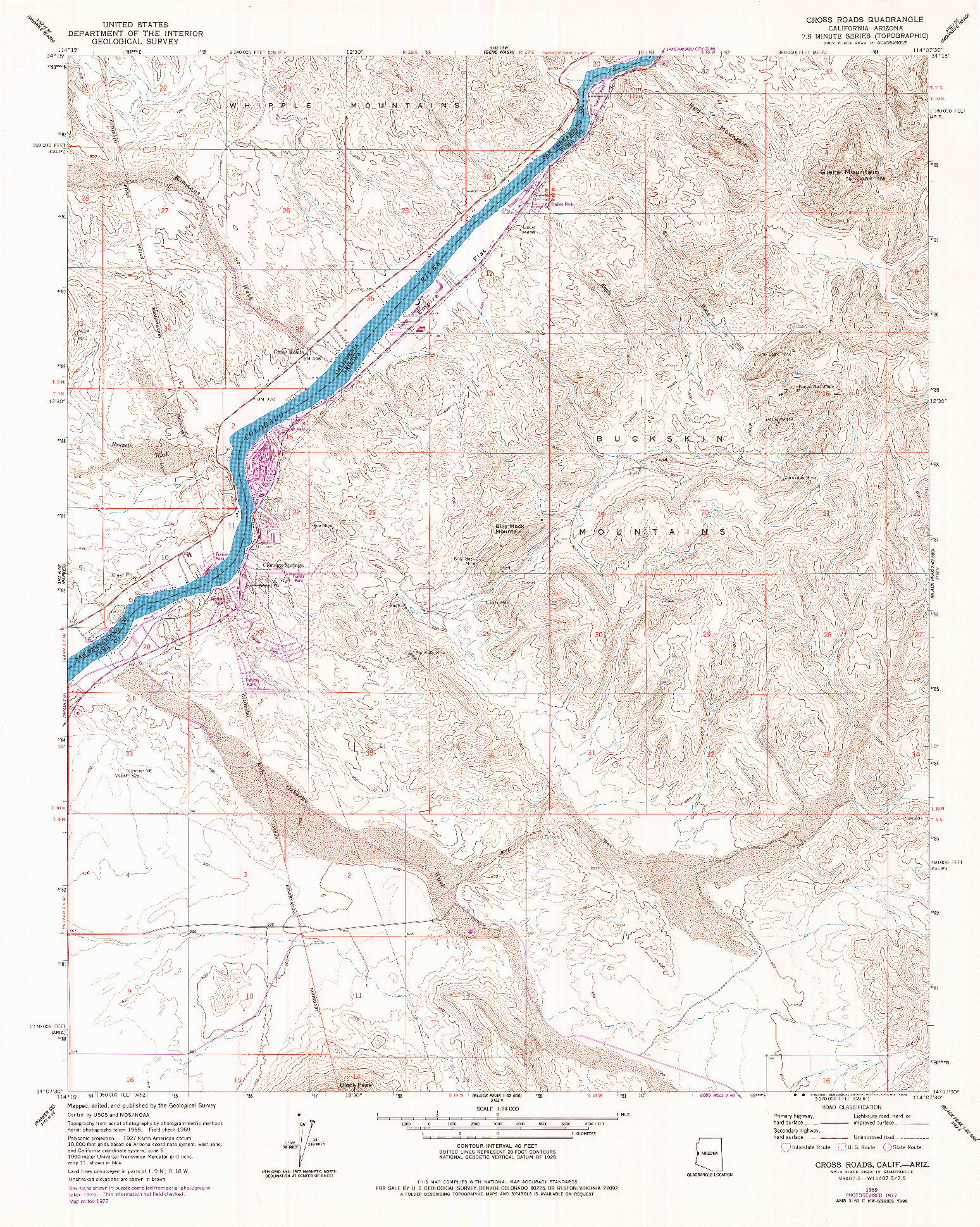 USGS 1:24000-SCALE QUADRANGLE FOR CROSS ROADS, CA 1959