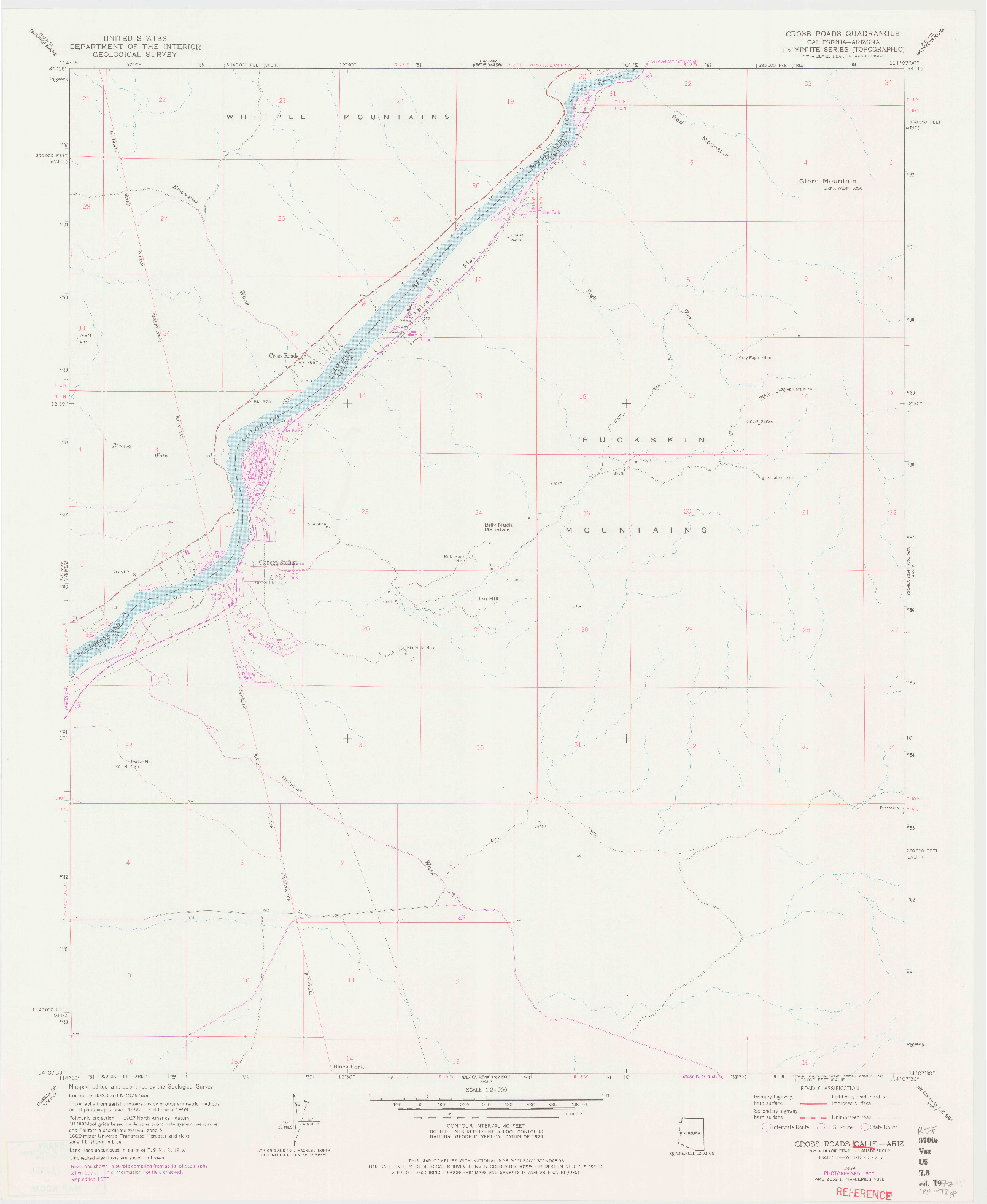 USGS 1:24000-SCALE QUADRANGLE FOR CROSS ROADS, CA 1959