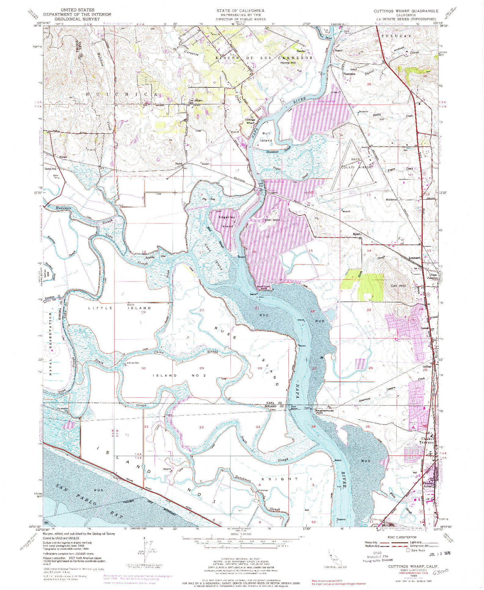 USGS 1:24000-SCALE QUADRANGLE FOR CUTTINGS WHARF, CA 1949