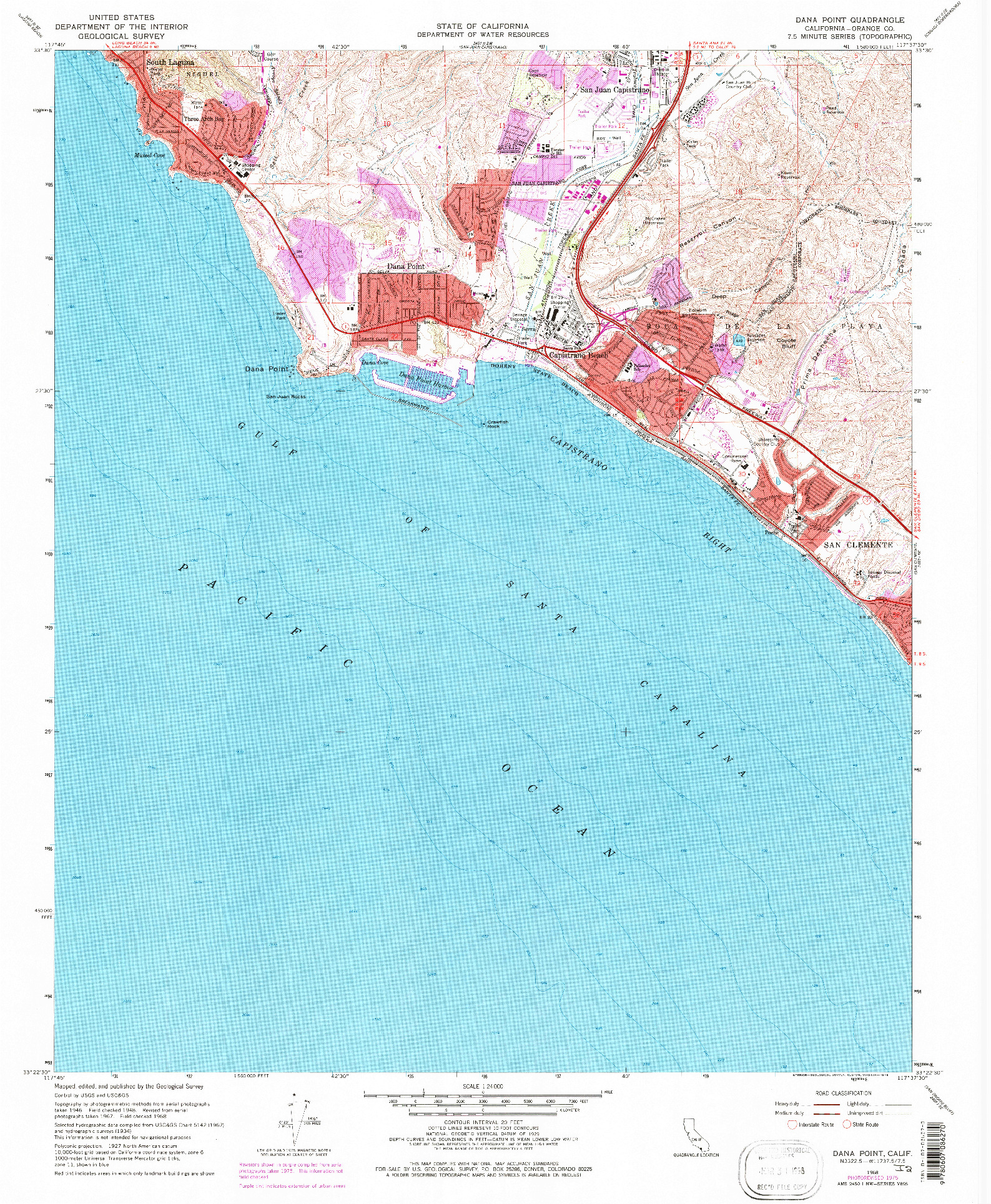 USGS 1:24000-SCALE QUADRANGLE FOR DANA POINT, CA 1968