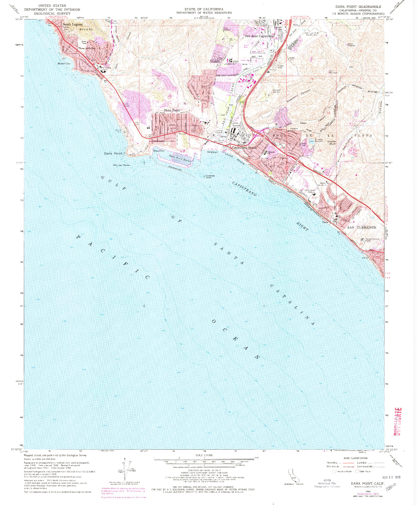 USGS 1:24000-SCALE QUADRANGLE FOR DANA POINT, CA 1968