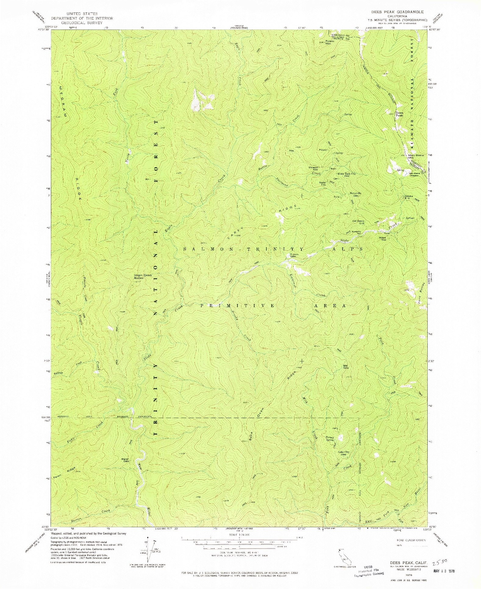 USGS 1:24000-SCALE QUADRANGLE FOR DEES PEAK, CA 1978