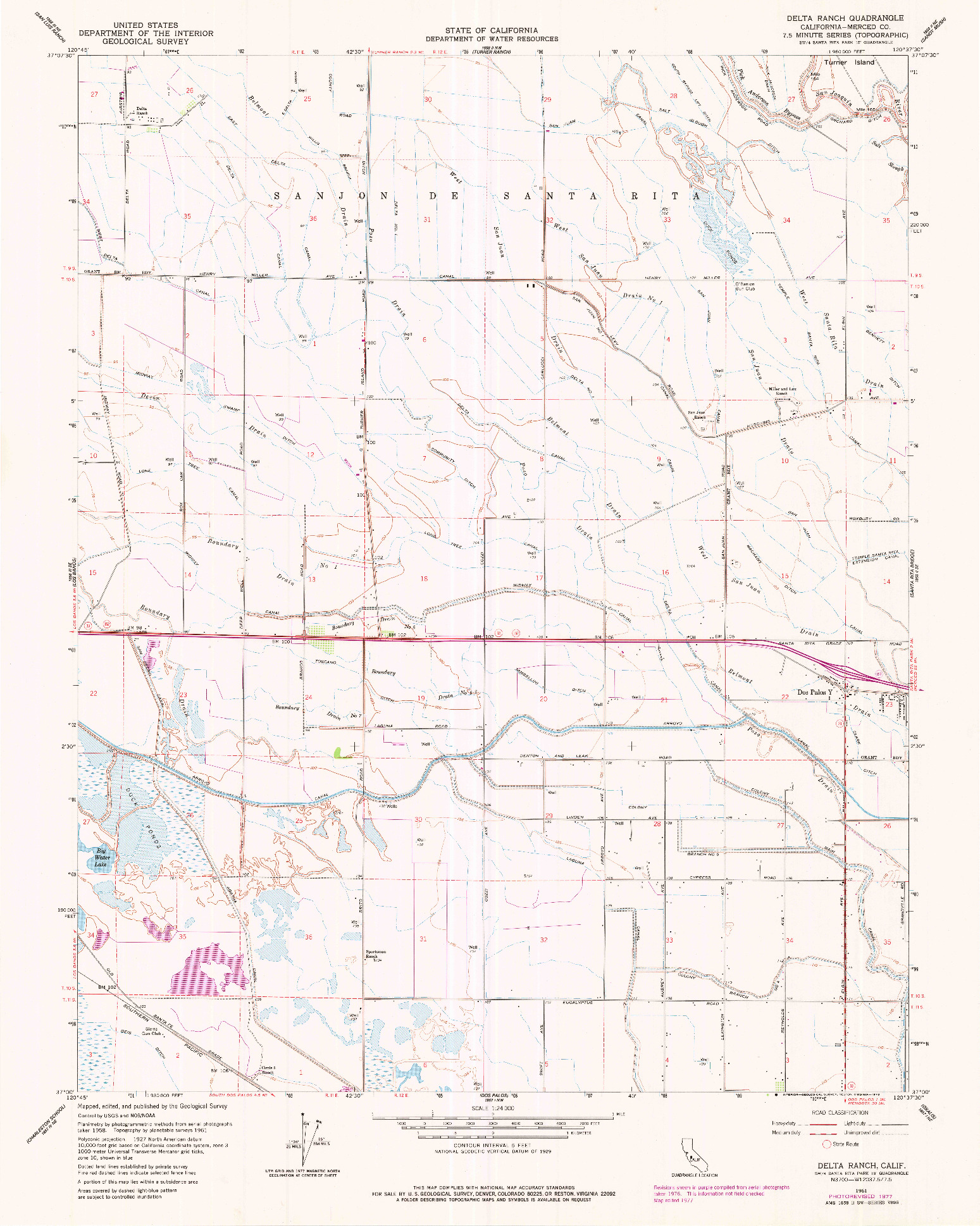 USGS 1:24000-SCALE QUADRANGLE FOR DELTA RANCH, CA 1961