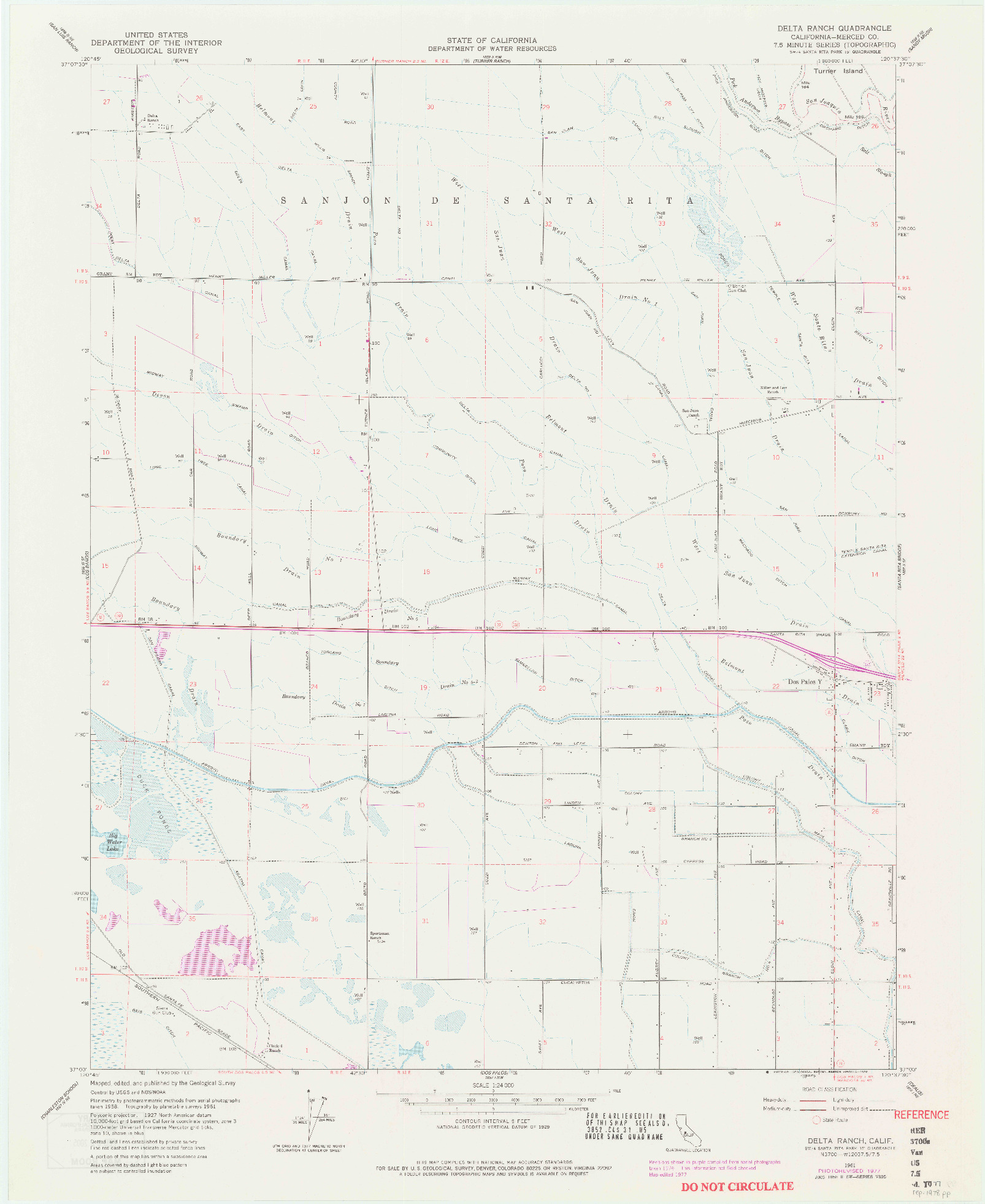 USGS 1:24000-SCALE QUADRANGLE FOR DELTA RANCH, CA 1961