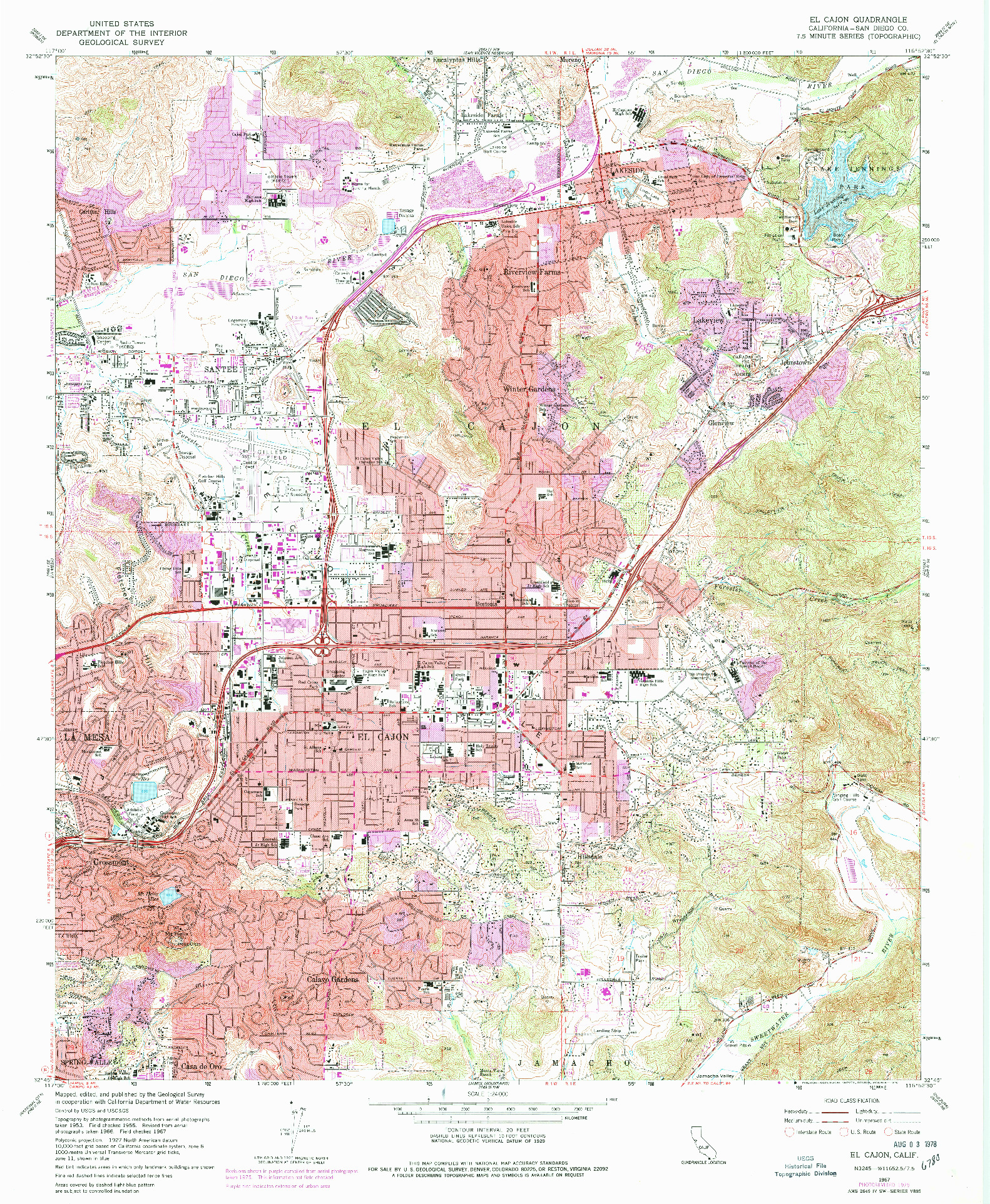 USGS 1:24000-SCALE QUADRANGLE FOR EL CAJON, CA 1967